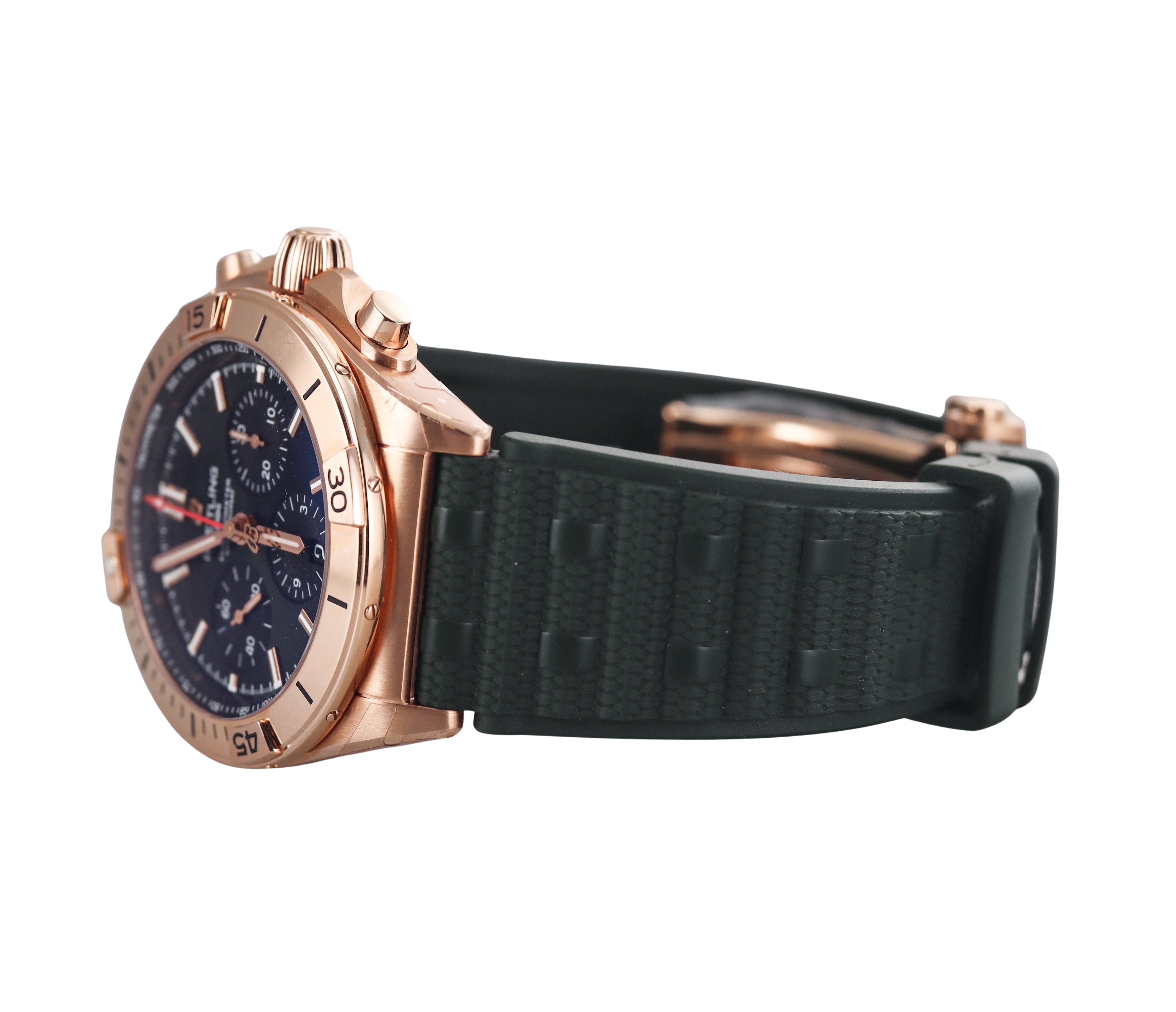 Breitling Chronomat B01 42mm Chronograph 18k Rose Gold Watch RB0134