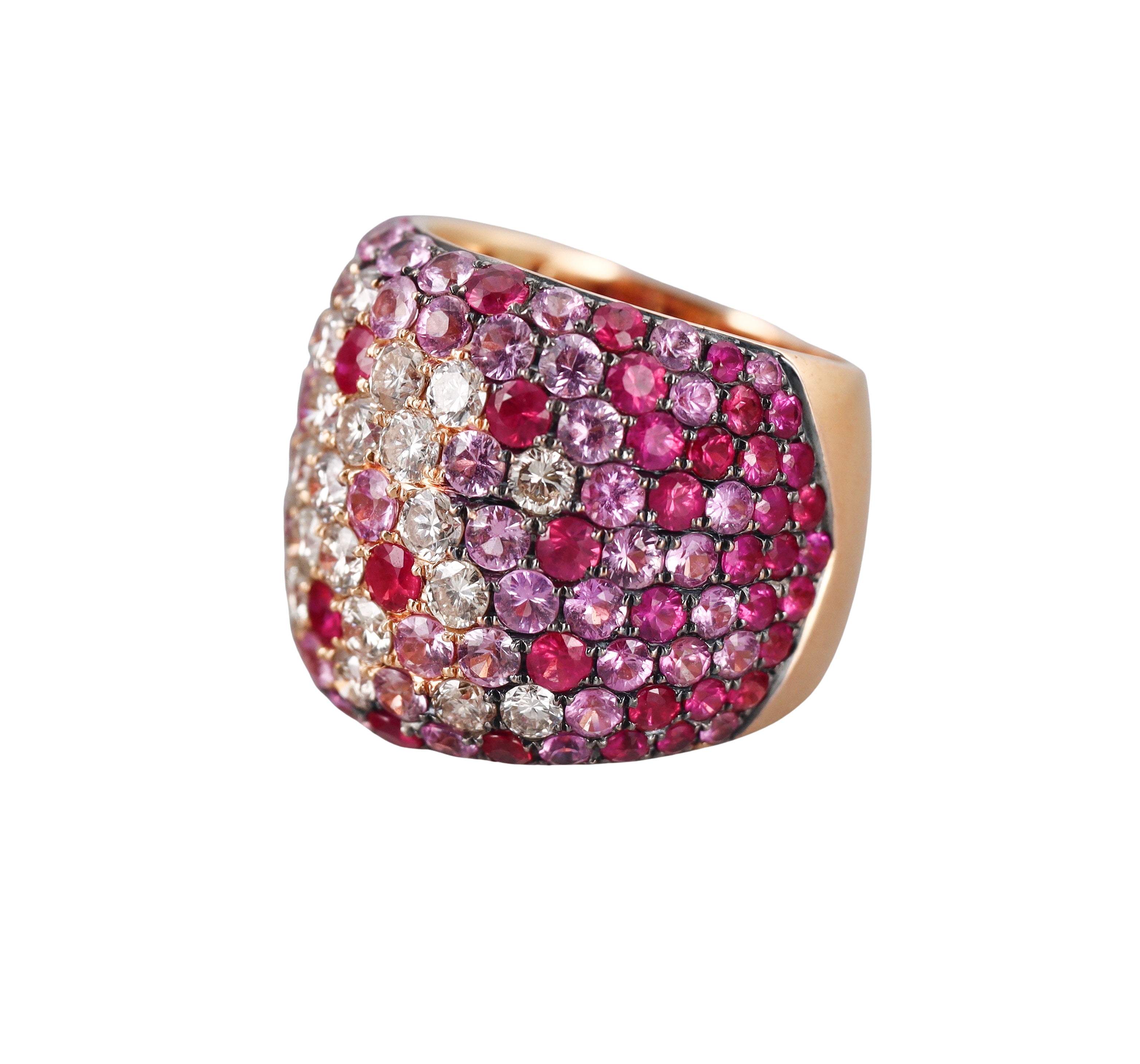 Pink Sapphire Diamond Rose Gold Cocktail Ring