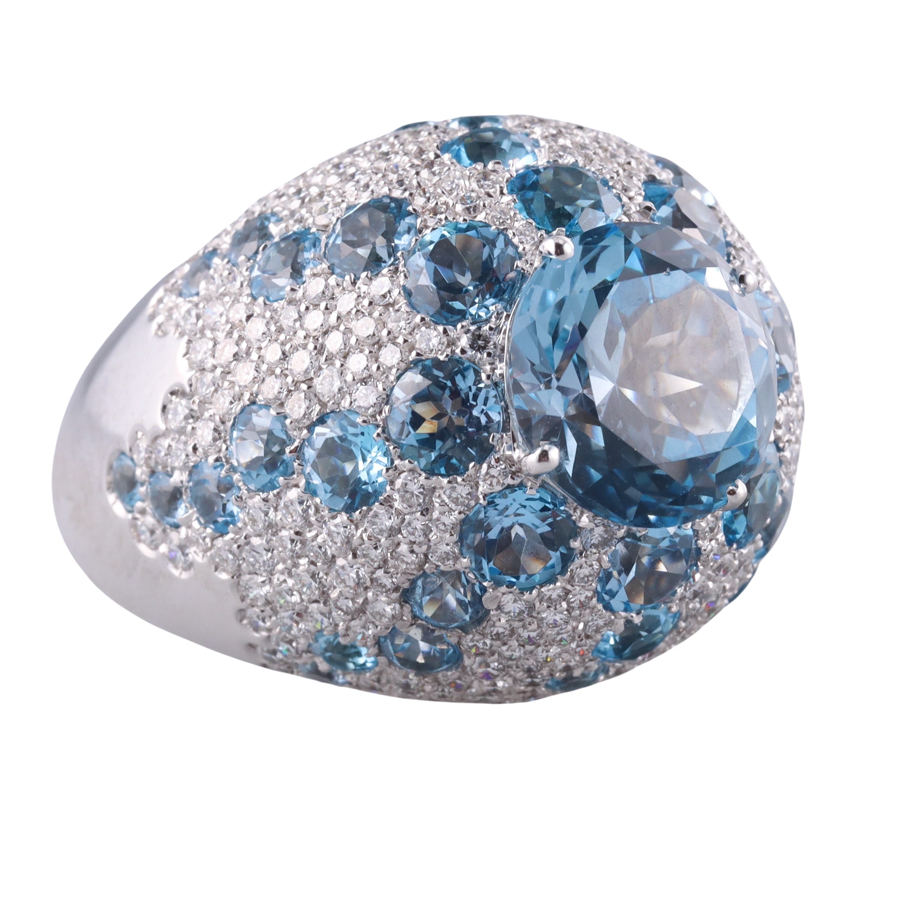 Pasquale Bruni 18k Gold Diamond Blue Topaz Cocktail Ring