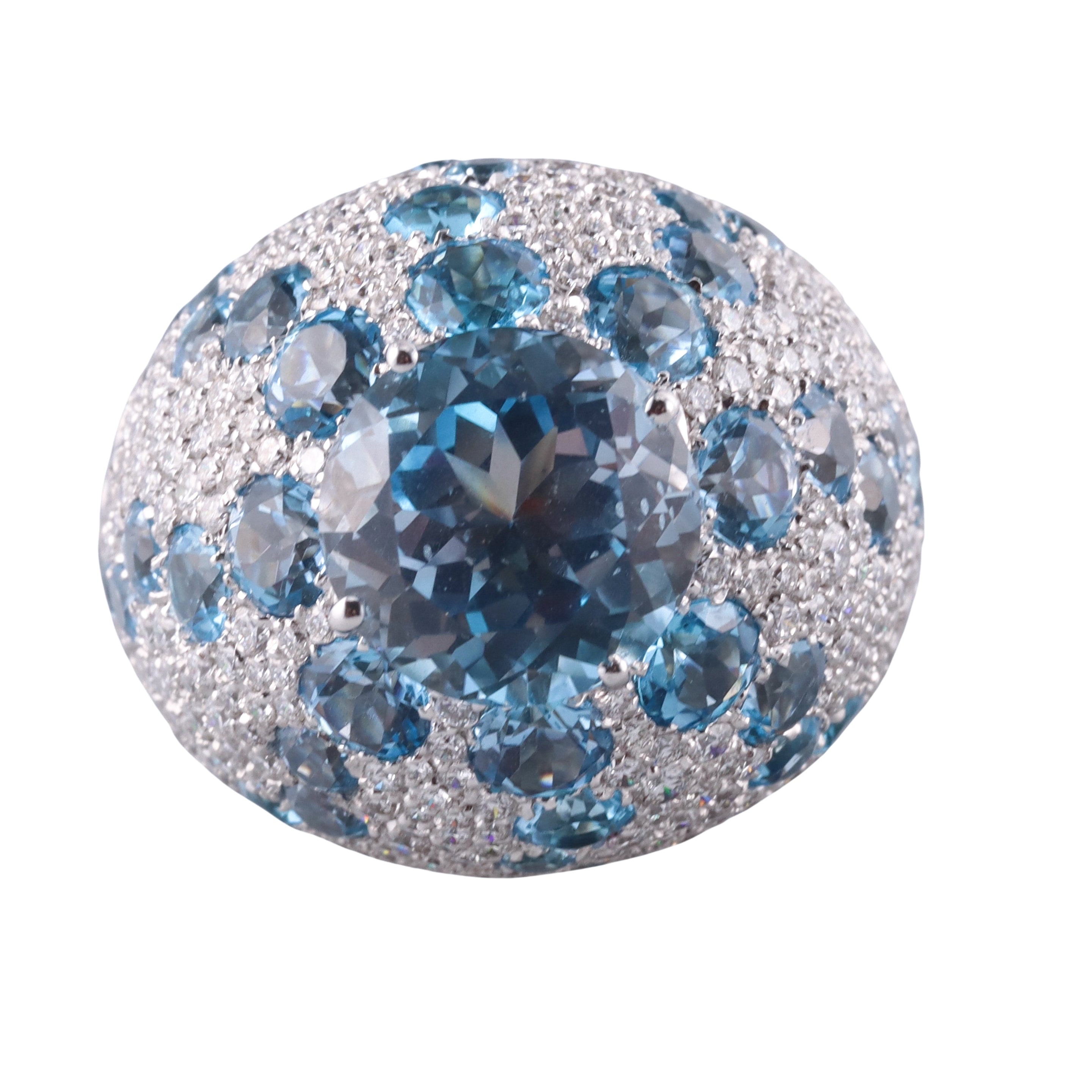 Pasquale Bruni 18k Gold Diamond Blue Topaz Cocktail Ring