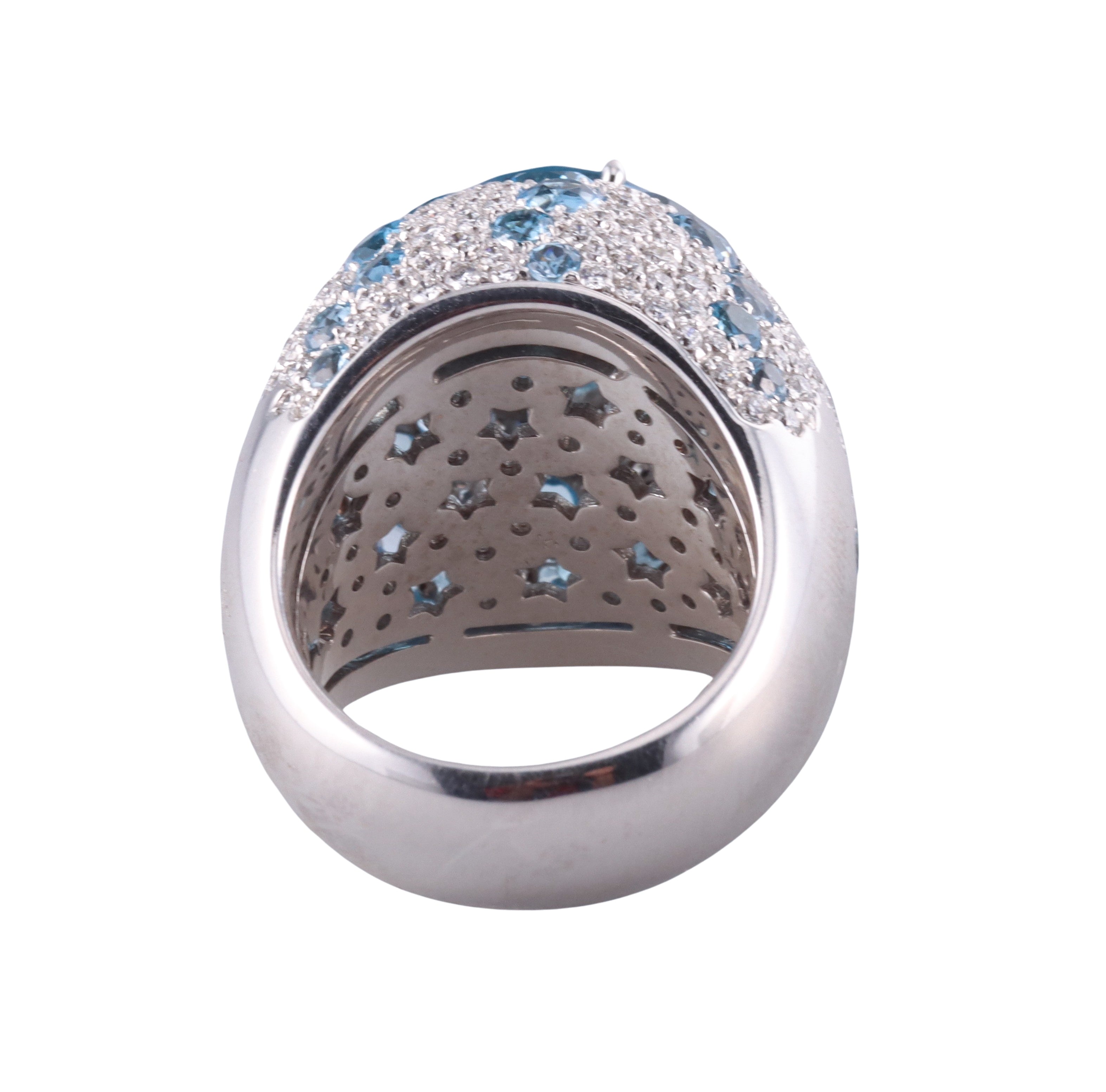 Pasquale Bruni 18k Gold Diamond Blue Topaz Cocktail Ring