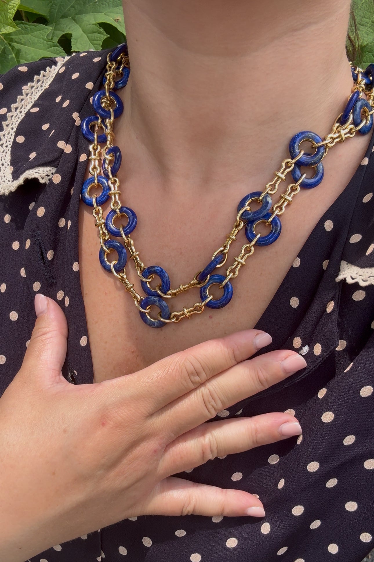David Webb Lapis Link Yellow Gold Necklace