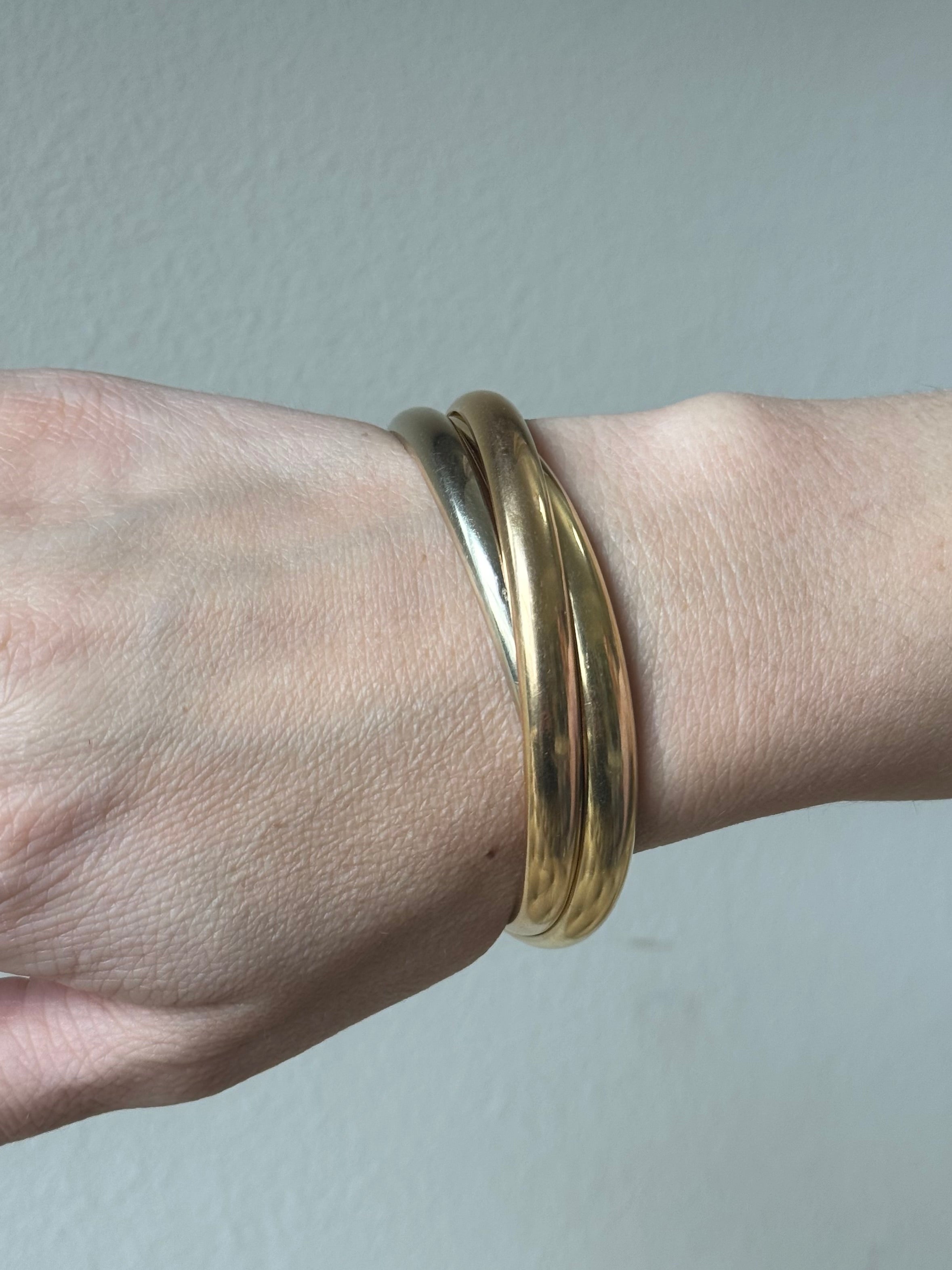Cartier Trinity Vintage Tri Color Gold Bangle Bracelet