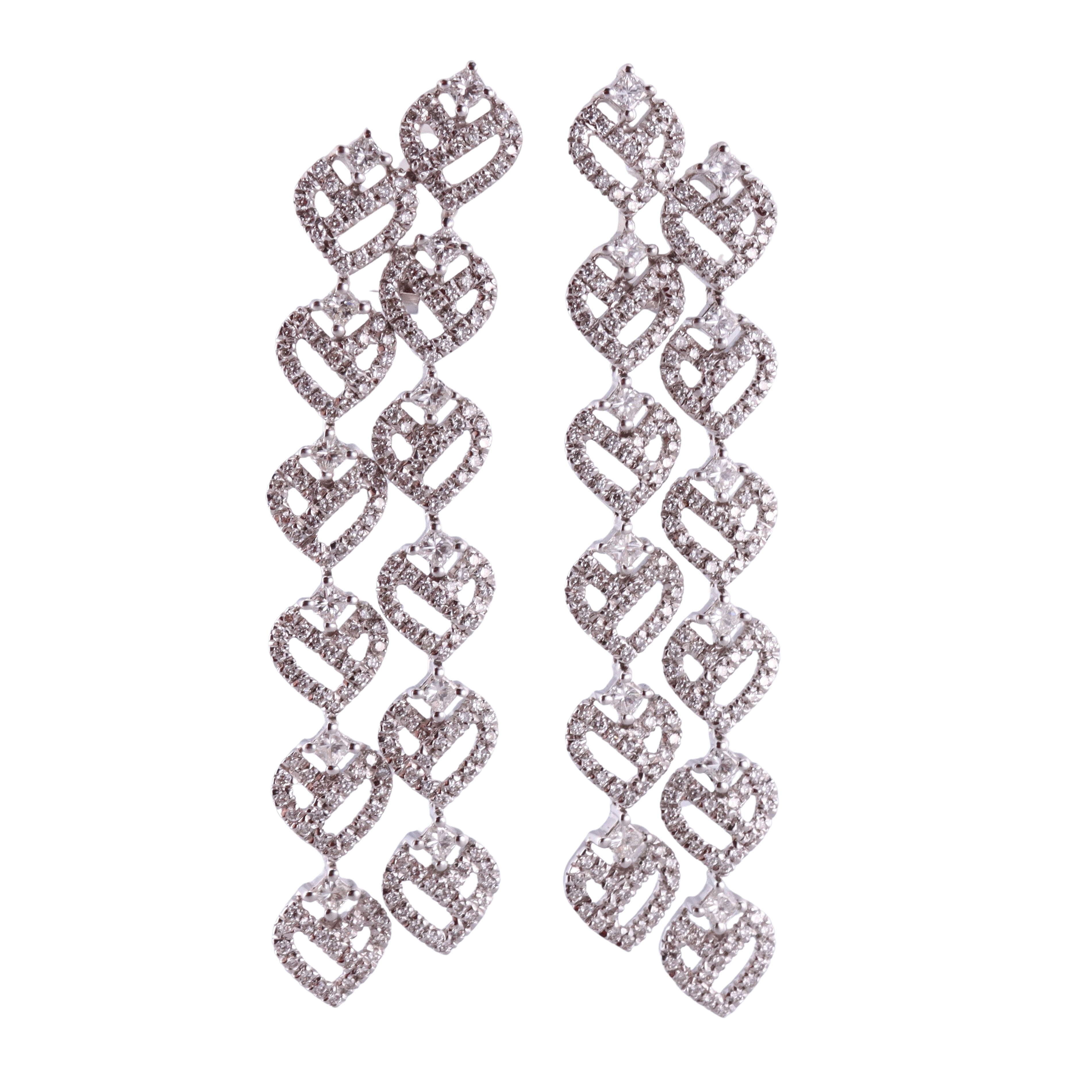 Damiani 18k Gold Diamond Heart Drop Earrings