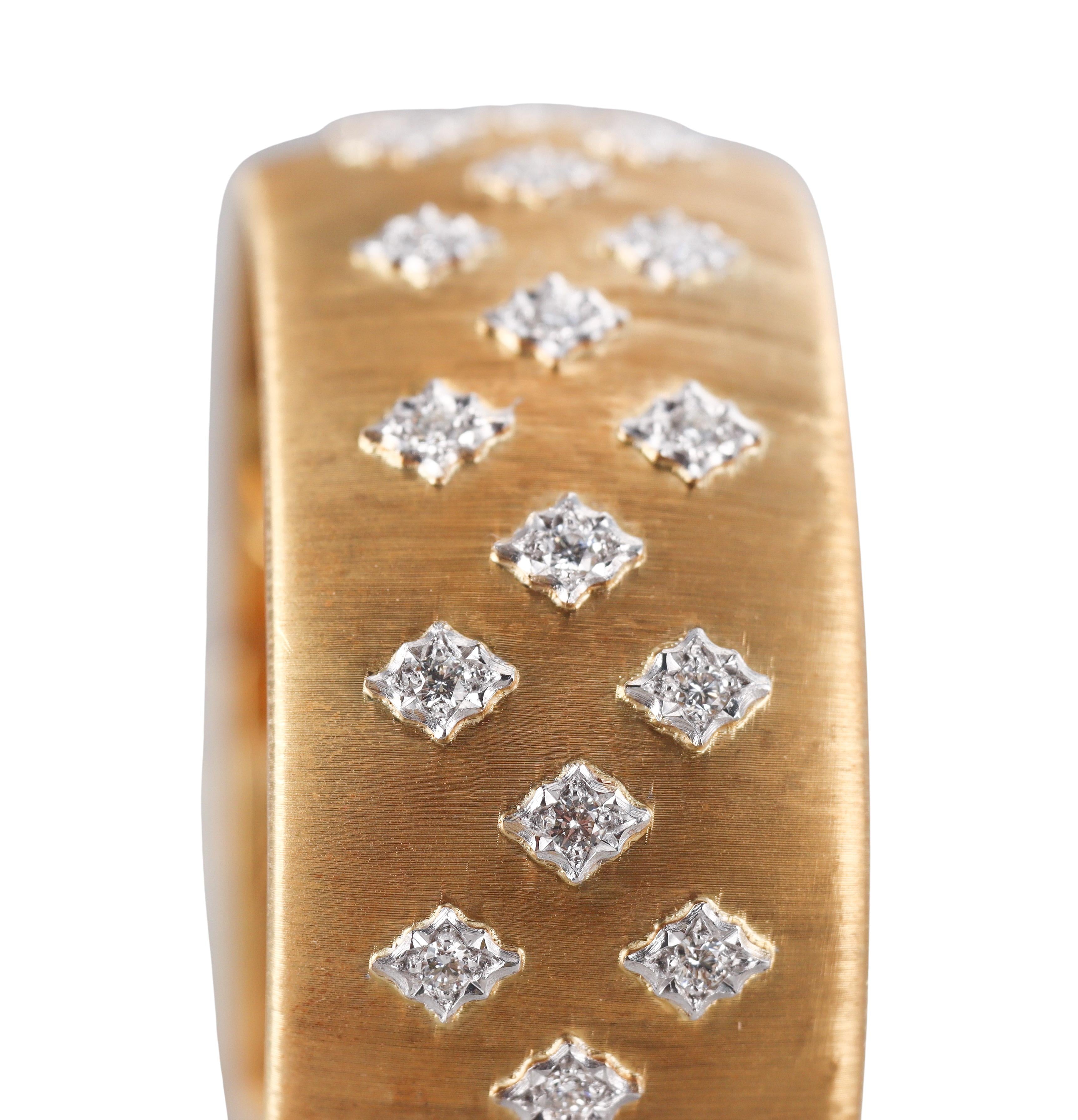 Buccellati Macri Diamond Gold Wide Cuff Bracelet