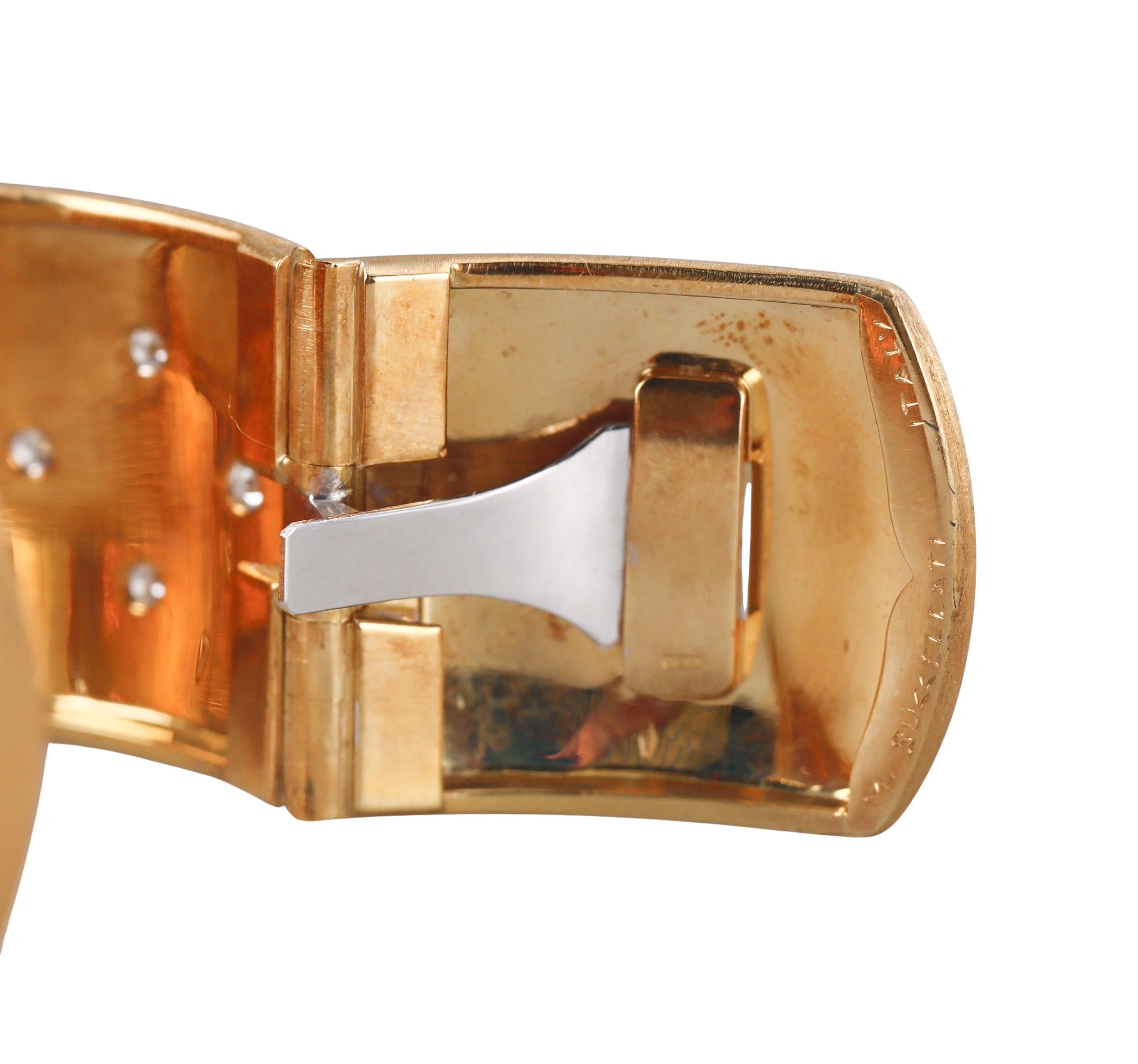 Buccellati Macri Diamond Gold Wide Cuff Bracelet