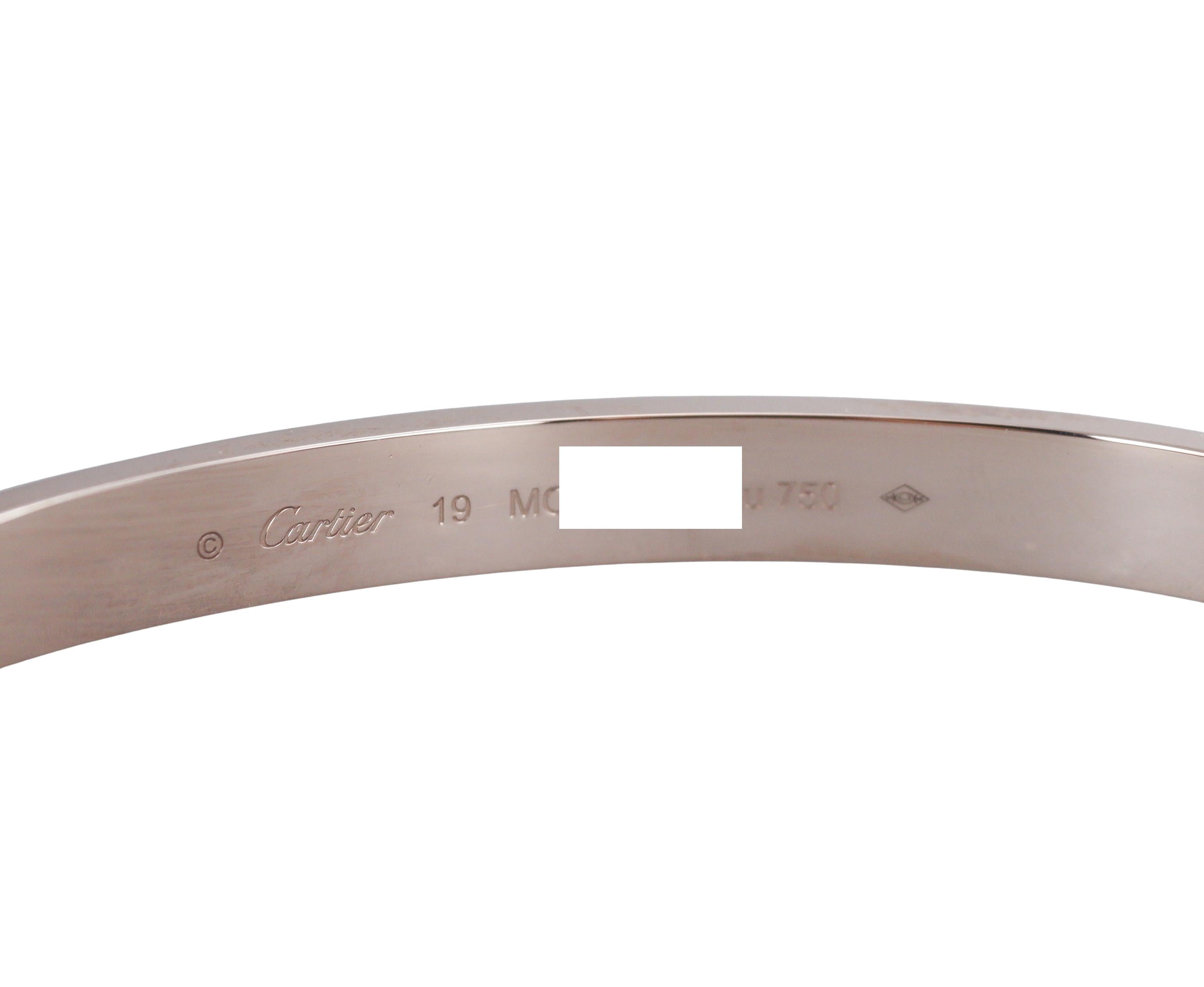 Cartier Love White Gold Bracelet Classic Model Size 19