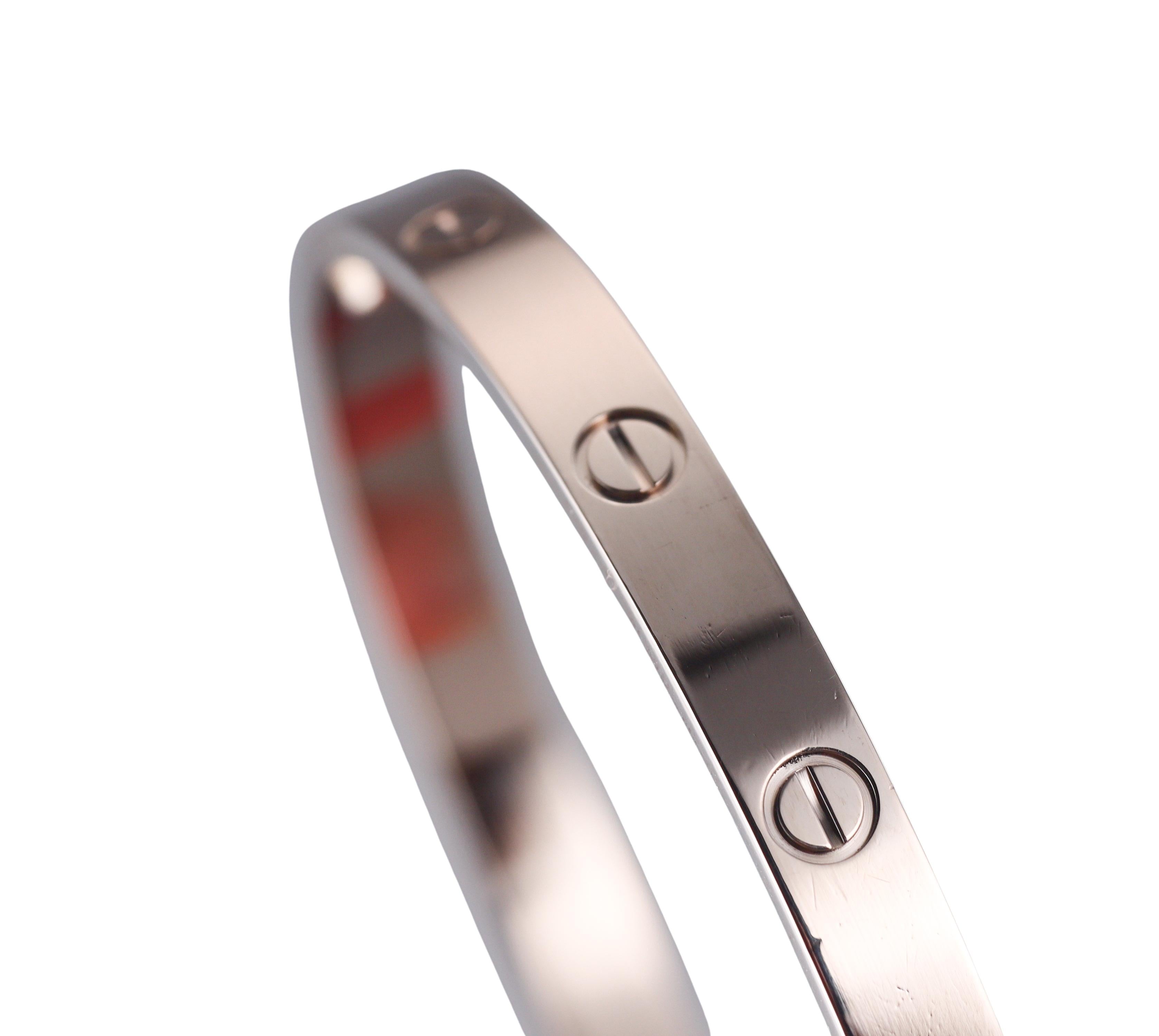 Cartier Love White Gold Bracelet Classic Model Size 19