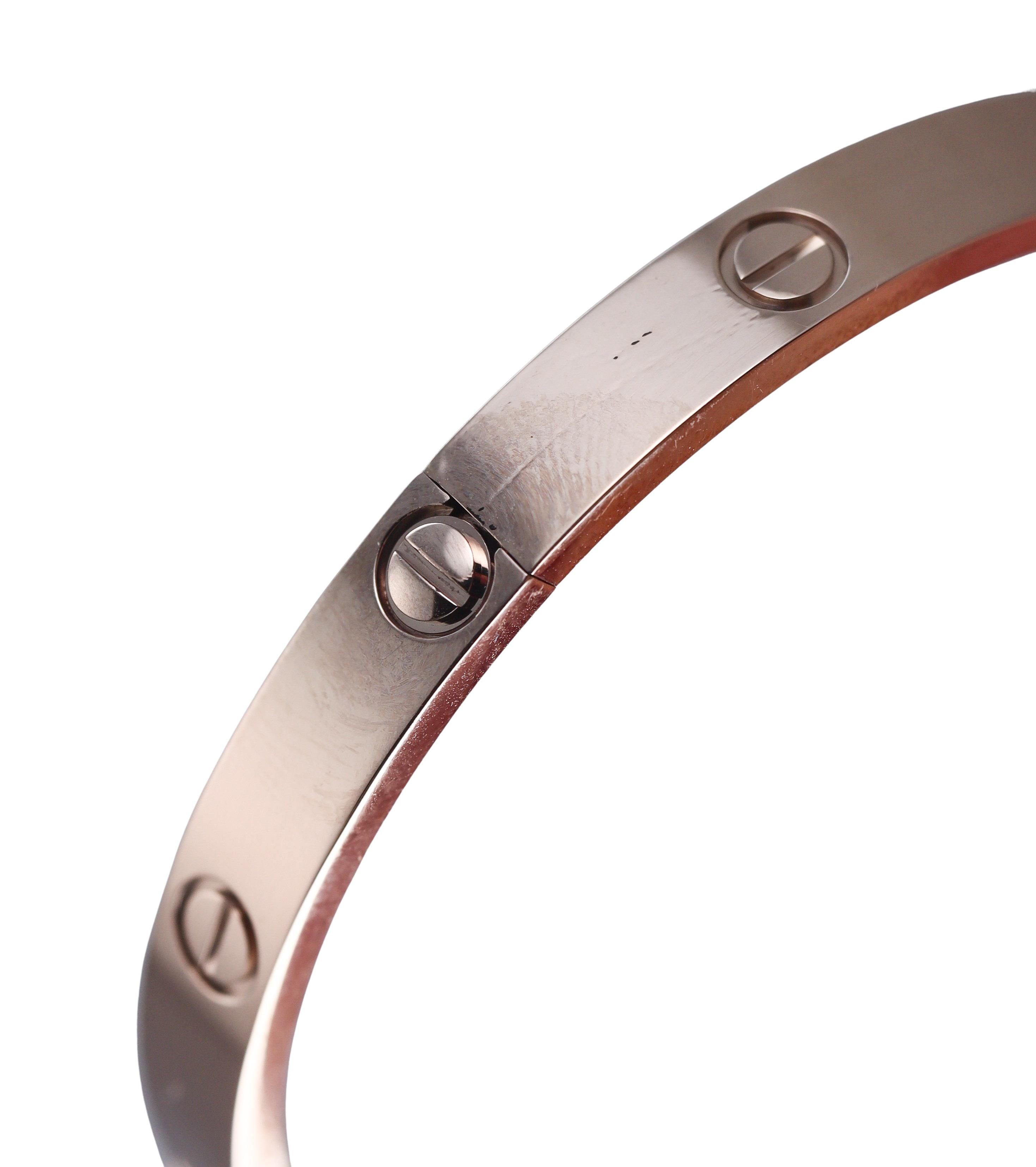 Cartier Love White Gold Bracelet Classic Model Size 19