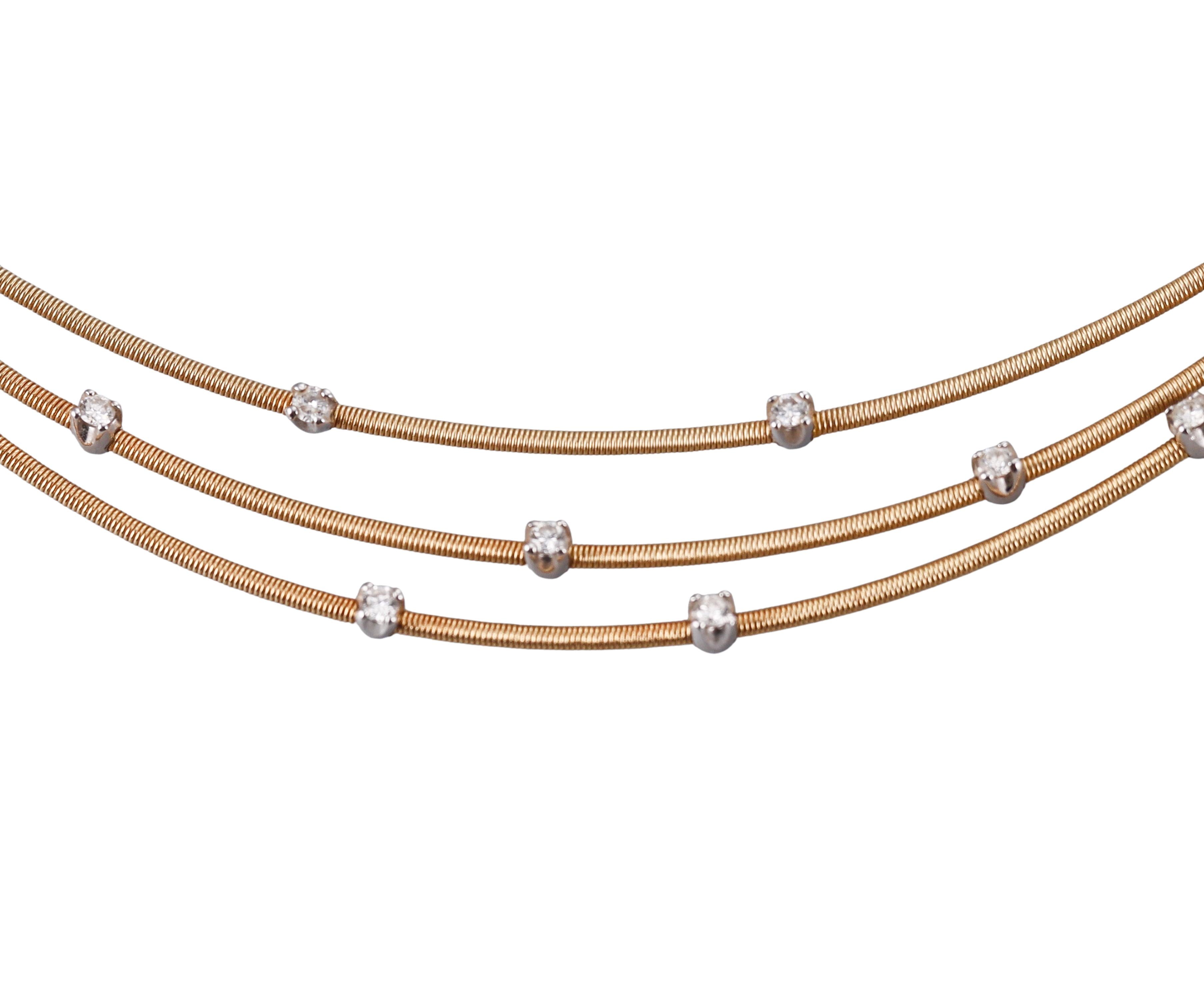 Marco Bicego Goa Yellow Gold Diamond 3 Strand Necklace