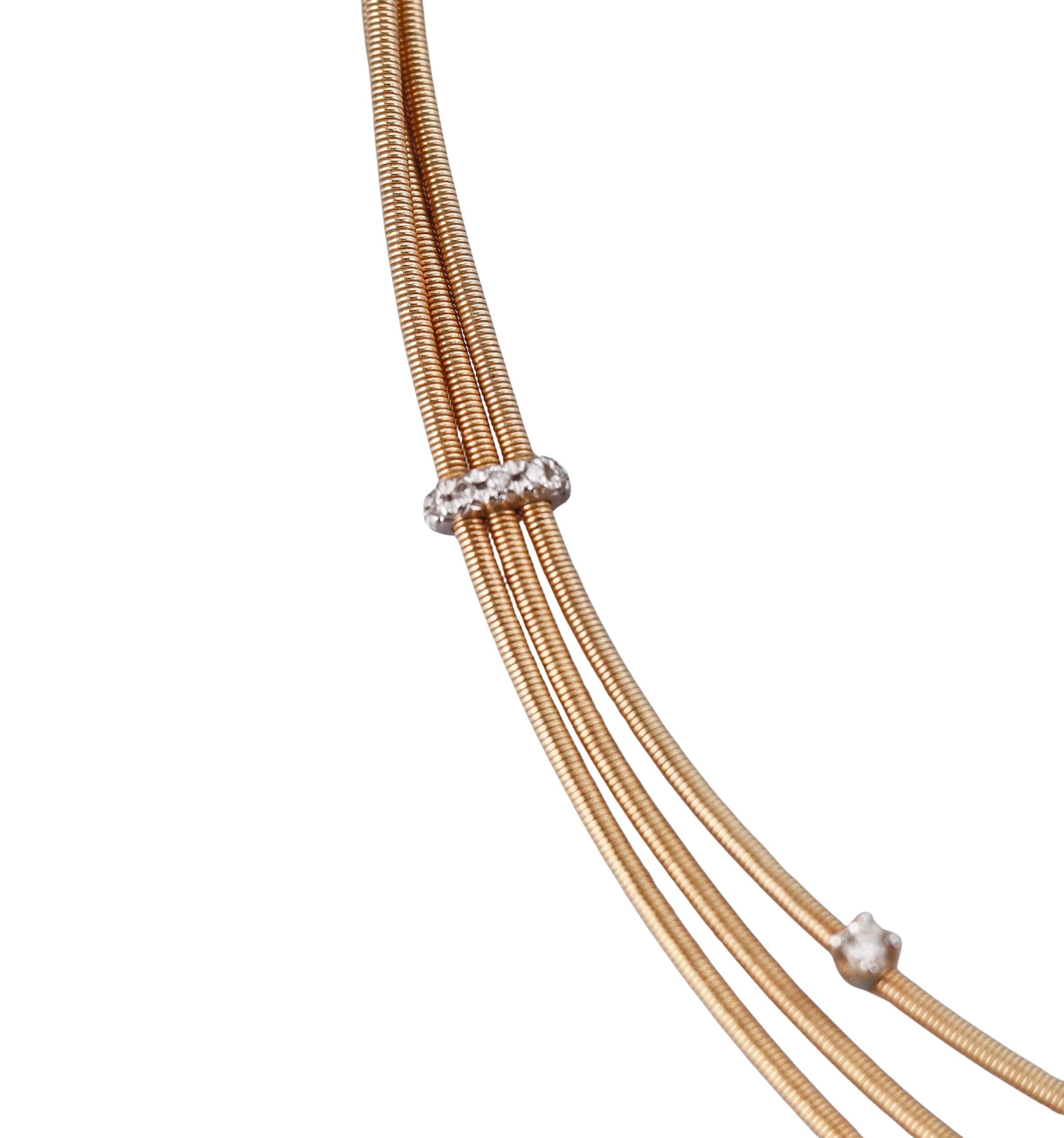 Marco Bicego Goa Yellow Gold Diamond 3 Strand Necklace