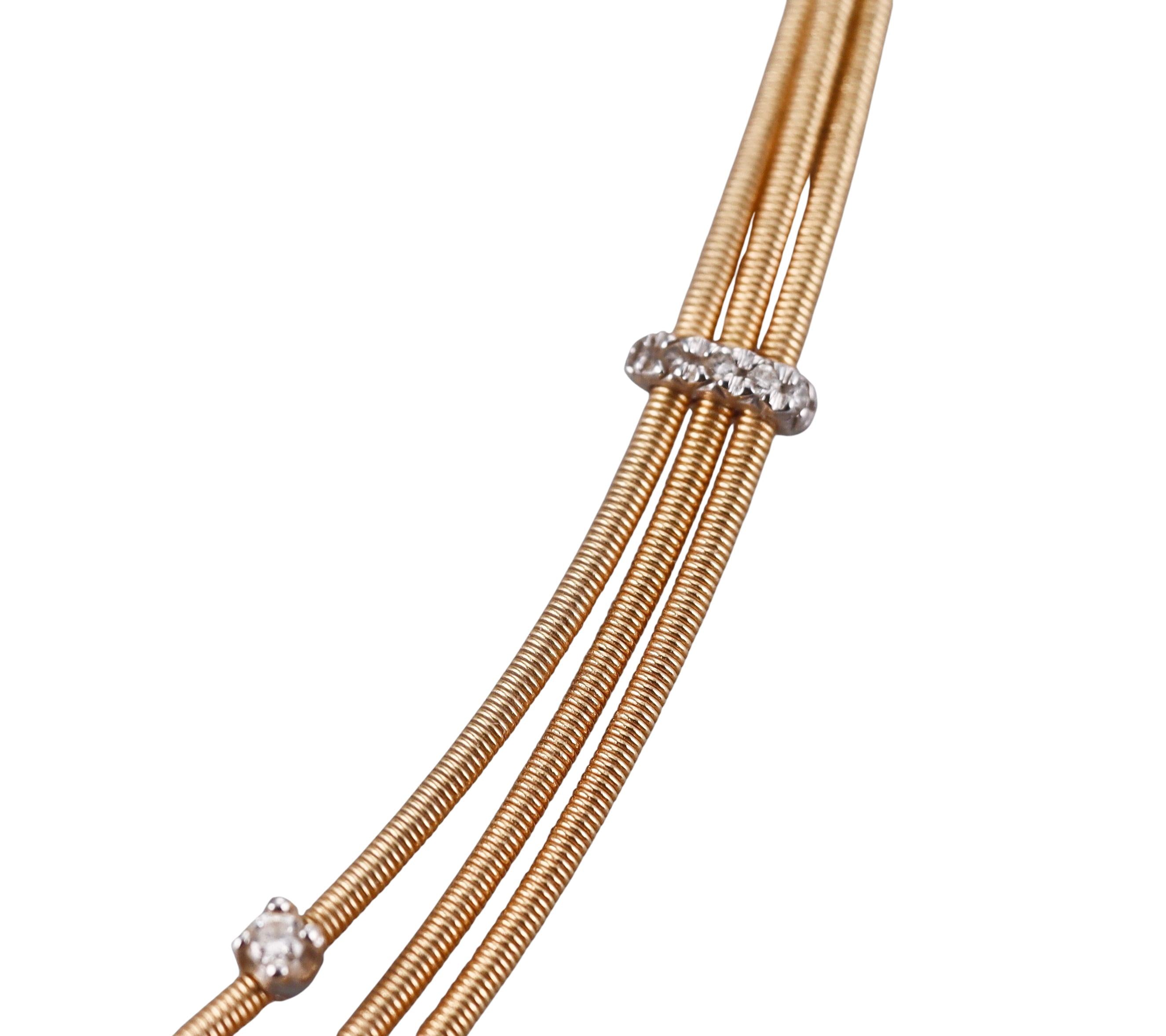 Marco Bicego Goa Yellow Gold Diamond 3 Strand Necklace