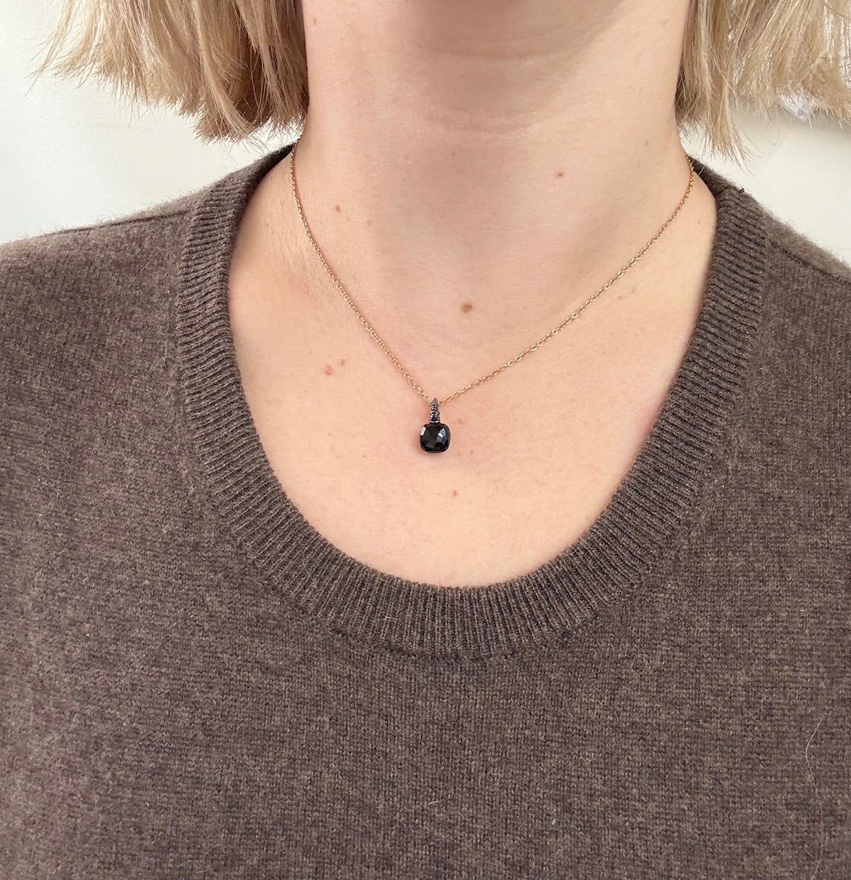 Pomellato Capri Rose Gold Onyx Black Diamond Pendant Necklace