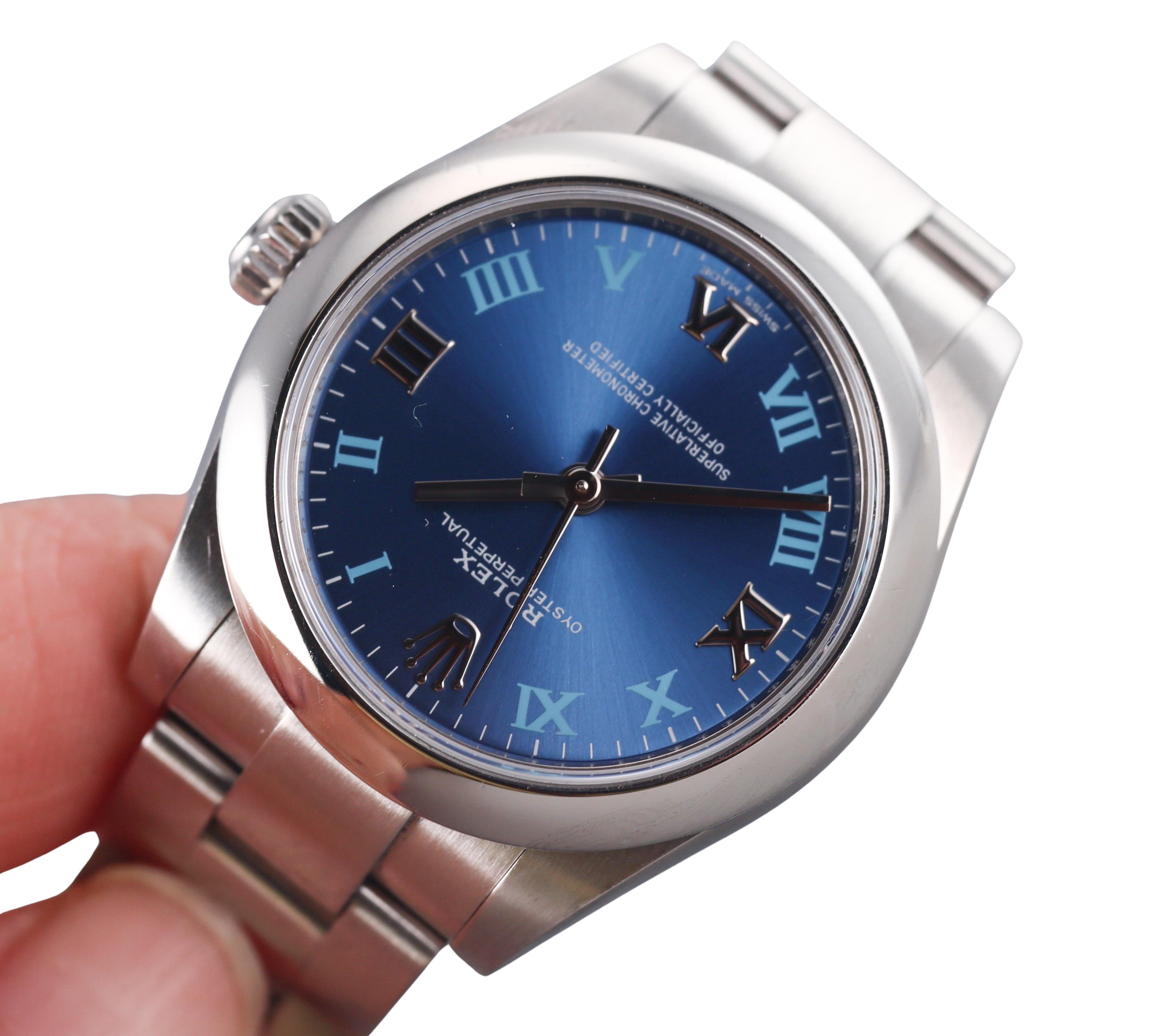 Rolex Oyster Perpetual 31mm Azzuro Blue Watch 177200-0015