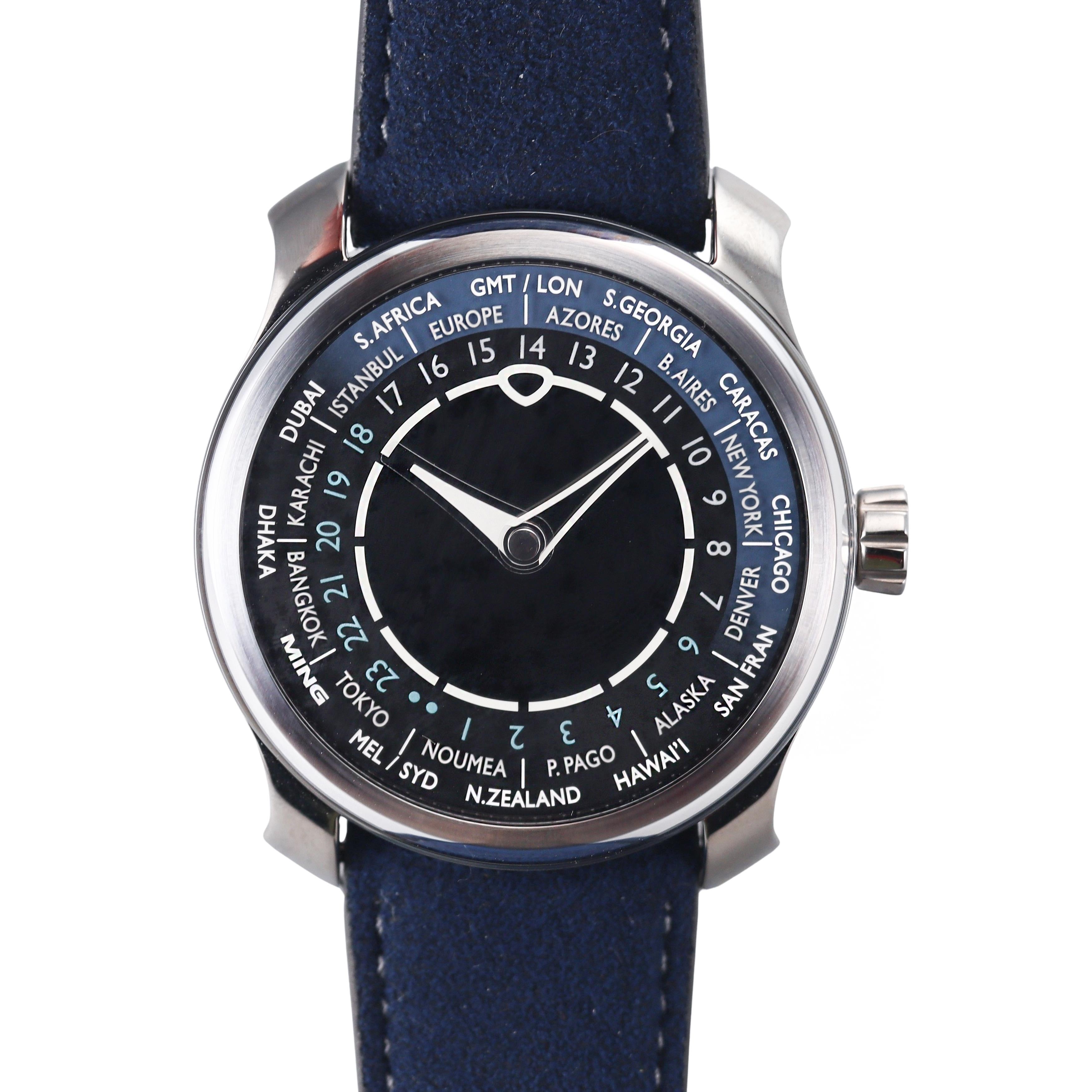 Ming World Timer 29.01 Titanium Blue Watch