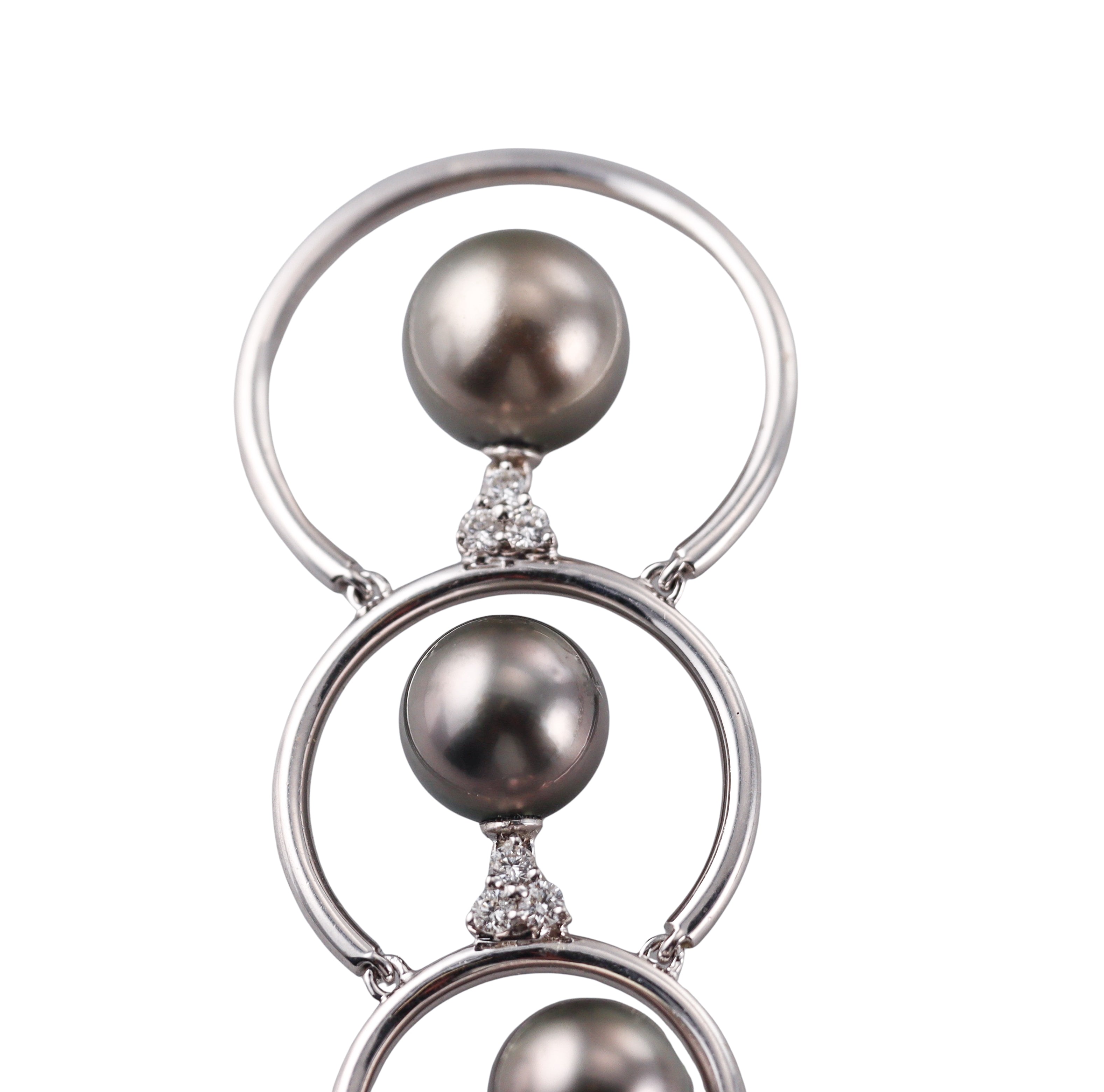 Assael Prince Dimitri Tahitian Pearl Diamond Gold Long Drop Earrings