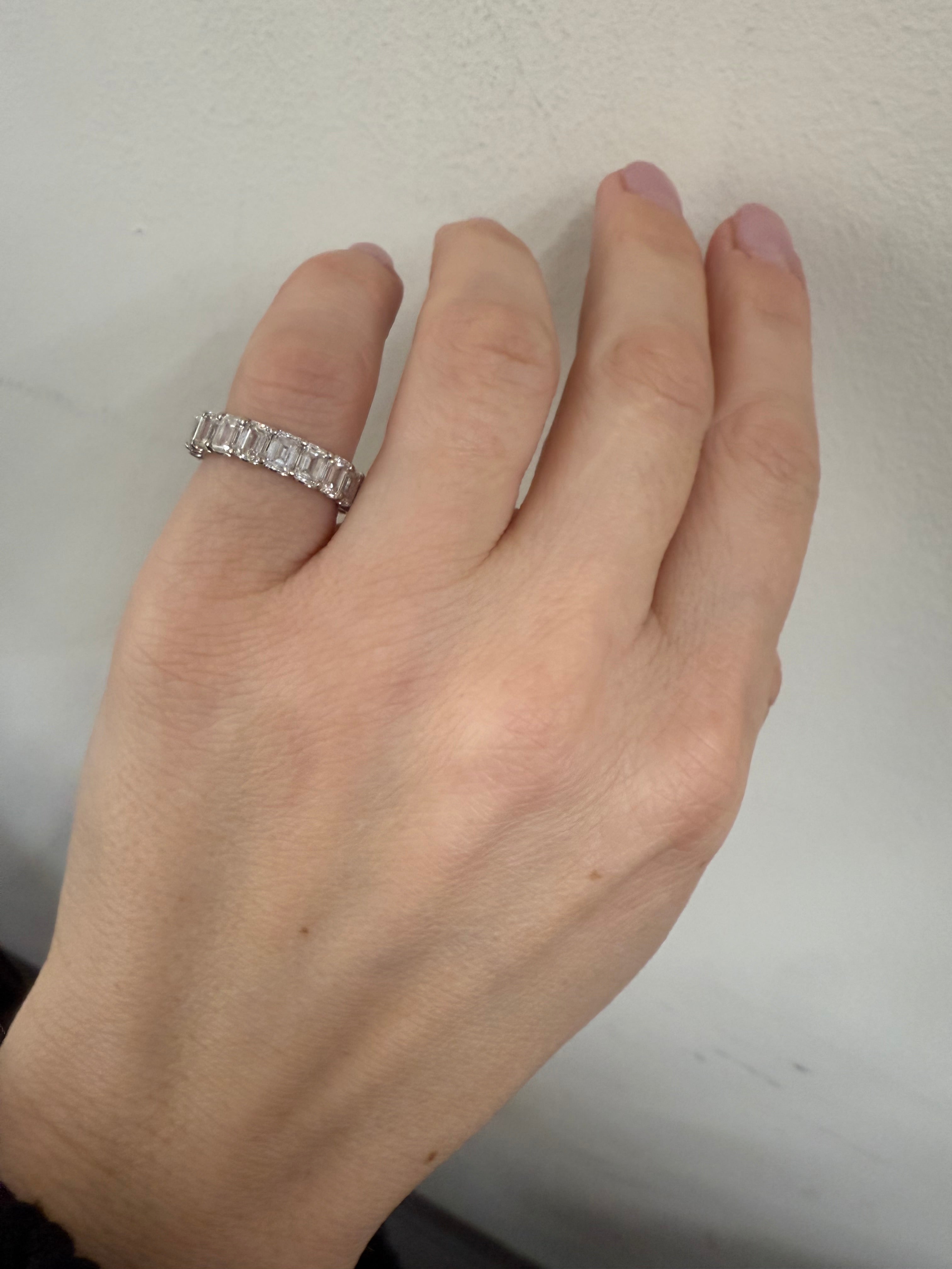 Platinum 5.50ctw Emerald Cut Diamond Eternity Wedding Band Ring
