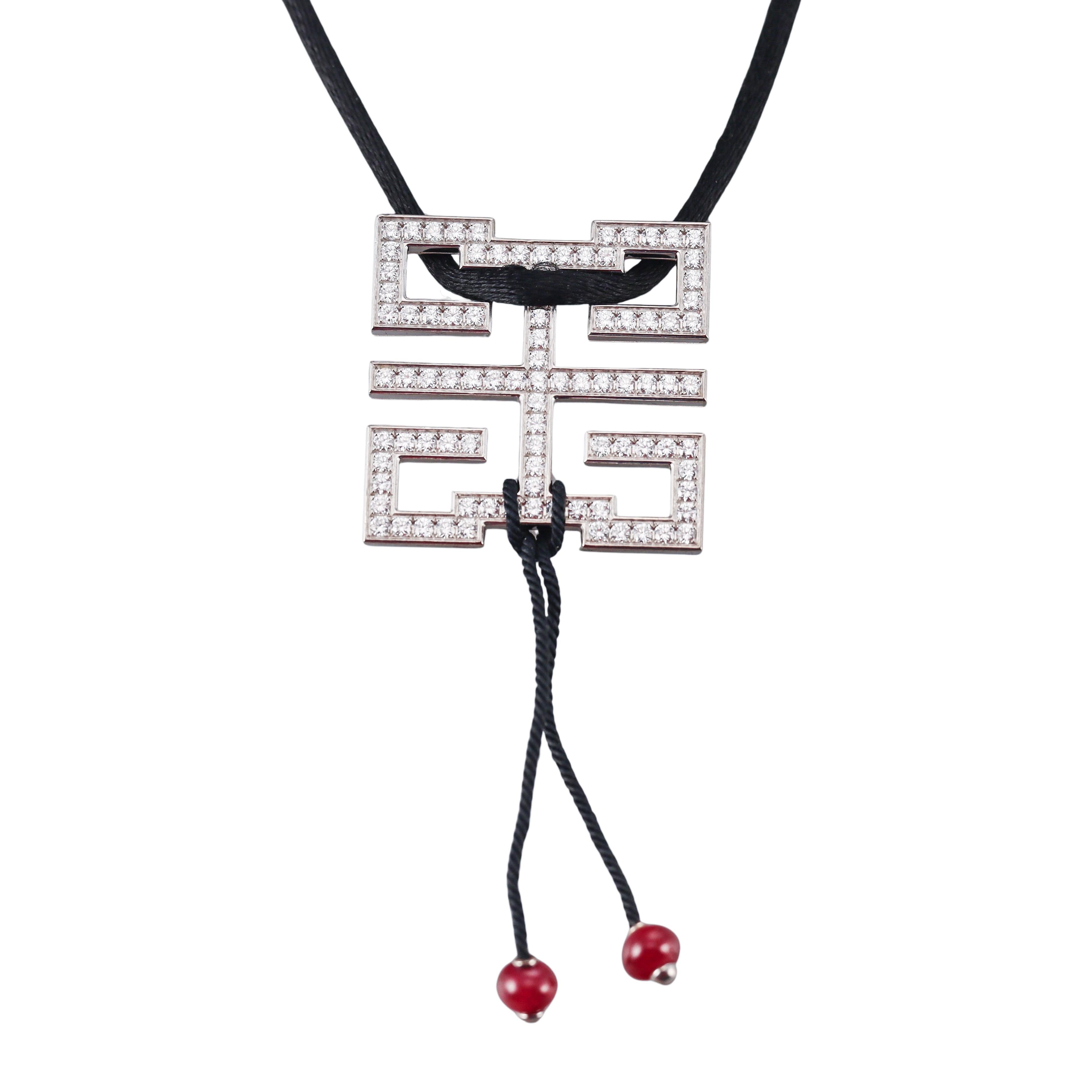 Cartier La Baiser du Dragon Diamond Ruby Gold Pendant Cord Necklace