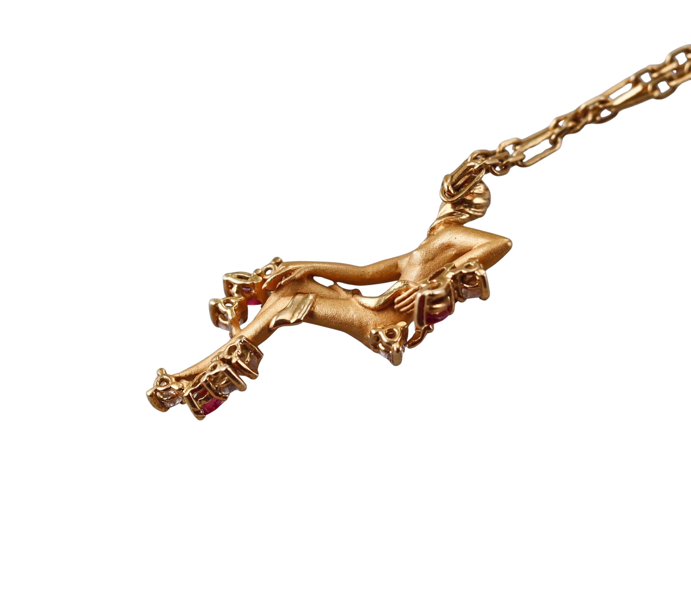 Carrera y Carrera Diamond Ruby Gold Nude Figure Pendant Necklace