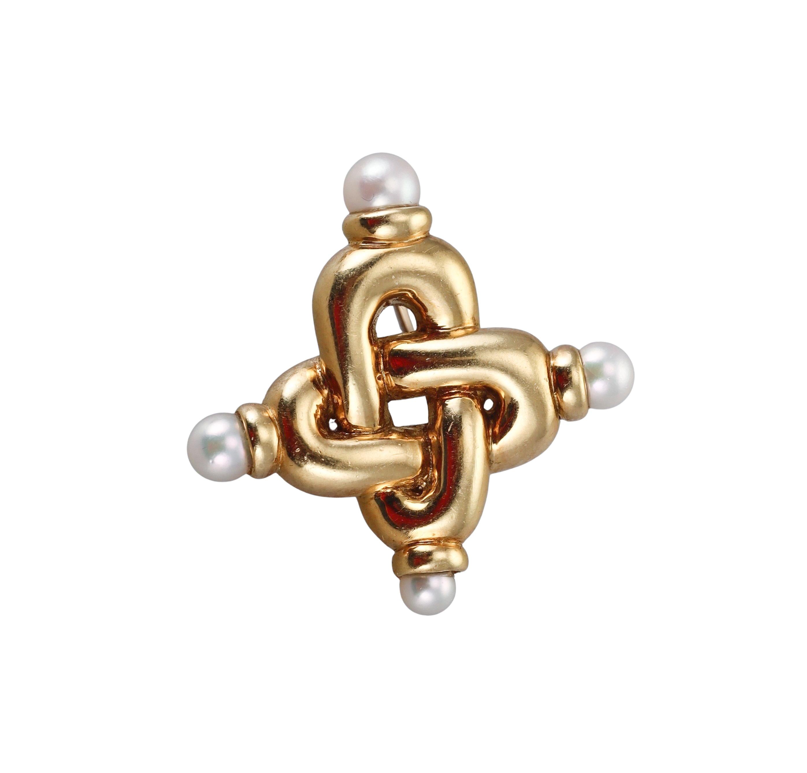 Angela Cummings Pearl Gold Knot Earrings