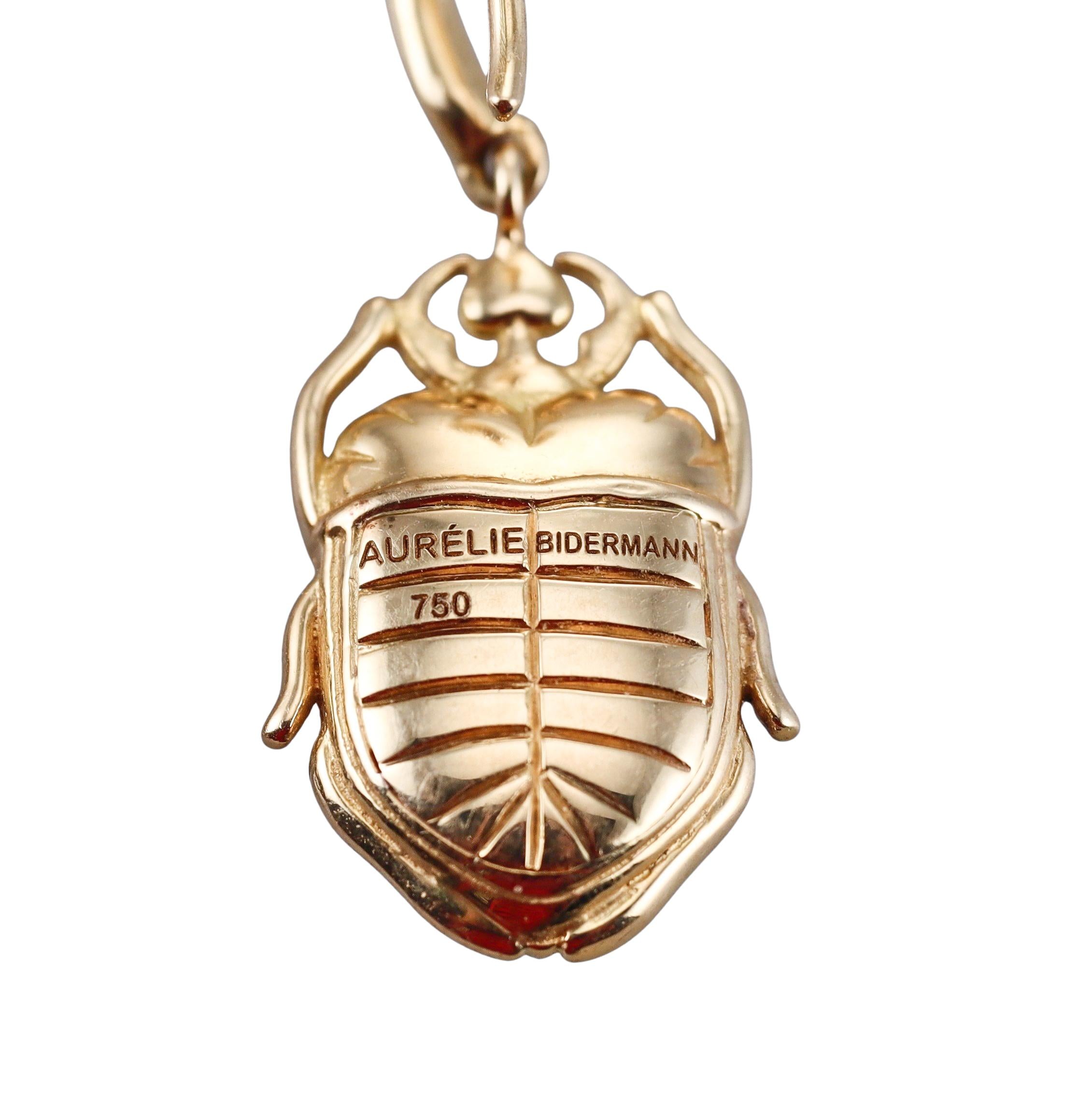 Aurelie Bidermann Tsavorite Diamond Gold Scarab Earrings