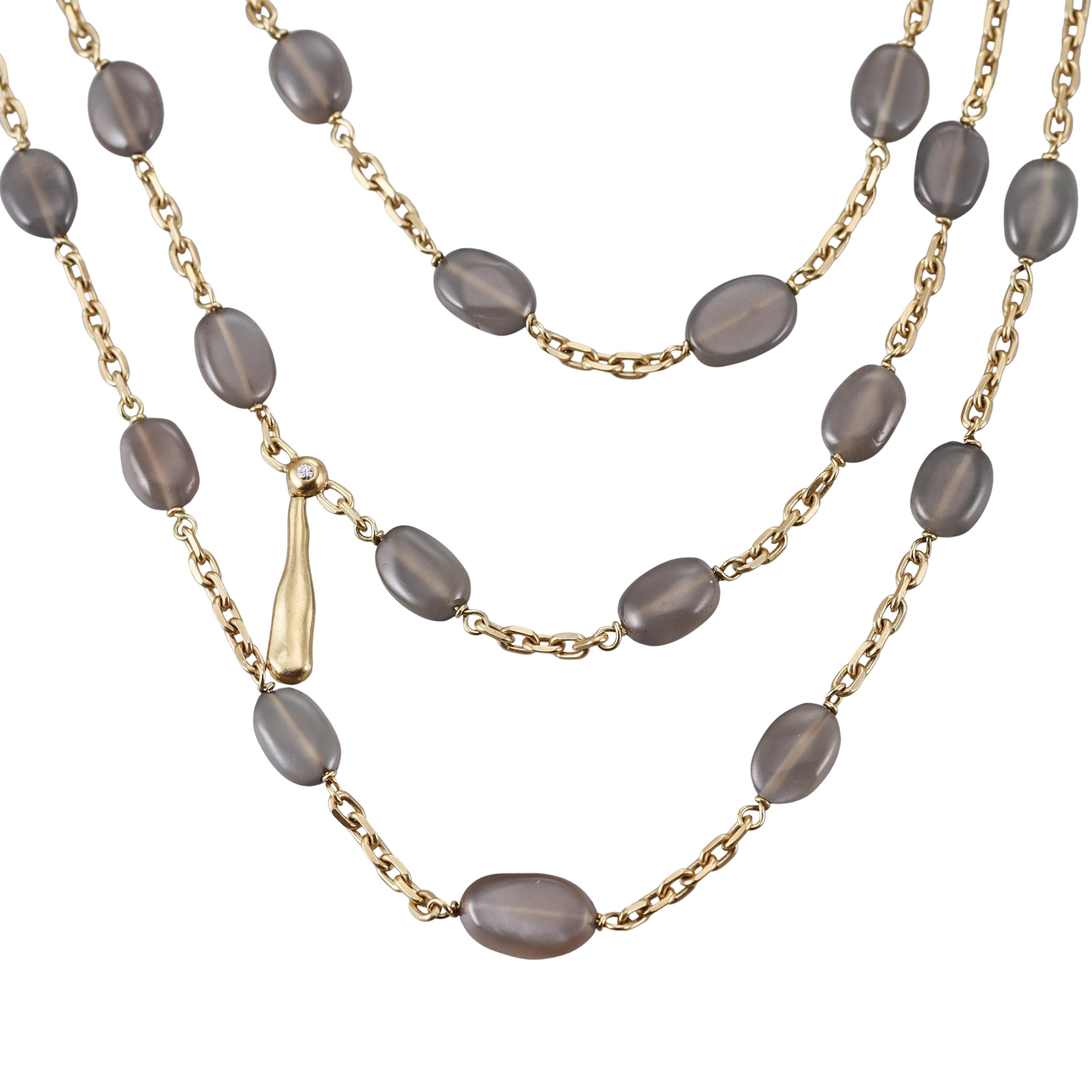 H. Stern Grey Moonstone Diamond Rutilated Quartz Multi Strand Necklace