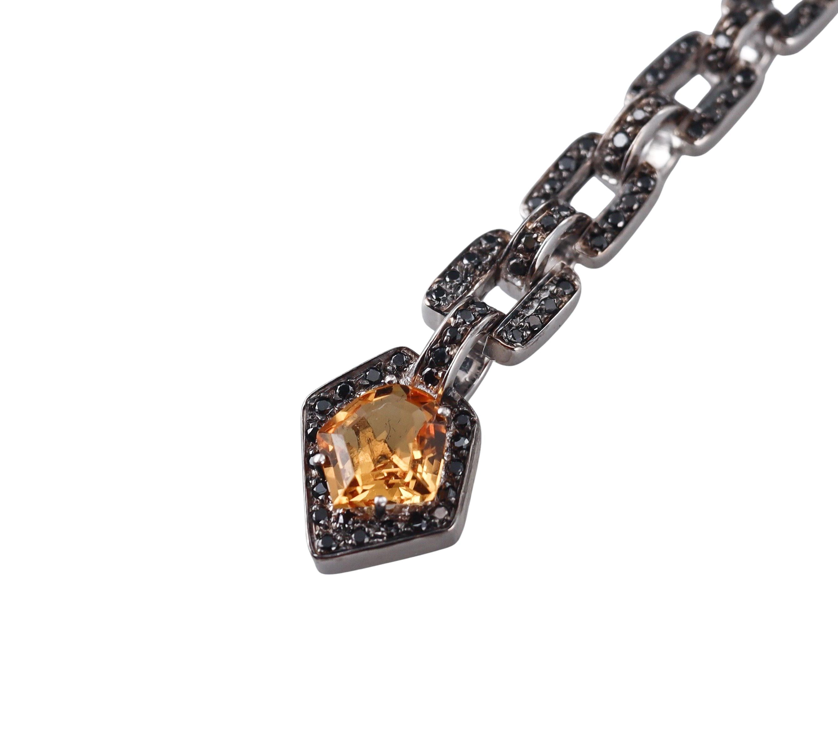 H. Stern Black Diamond Citrine Gold Drop Earrings