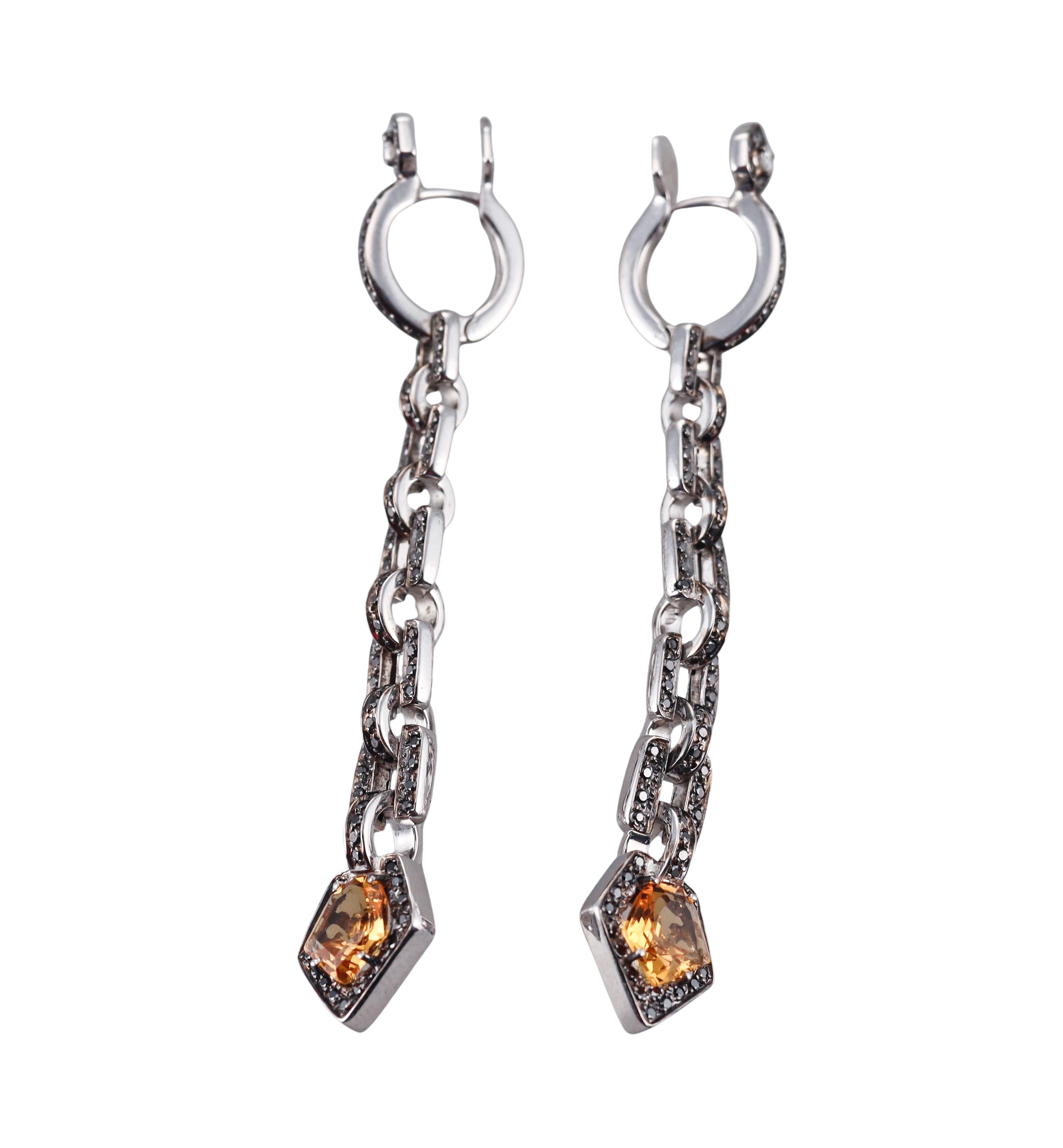 H. Stern Black Diamond Citrine Gold Drop Earrings