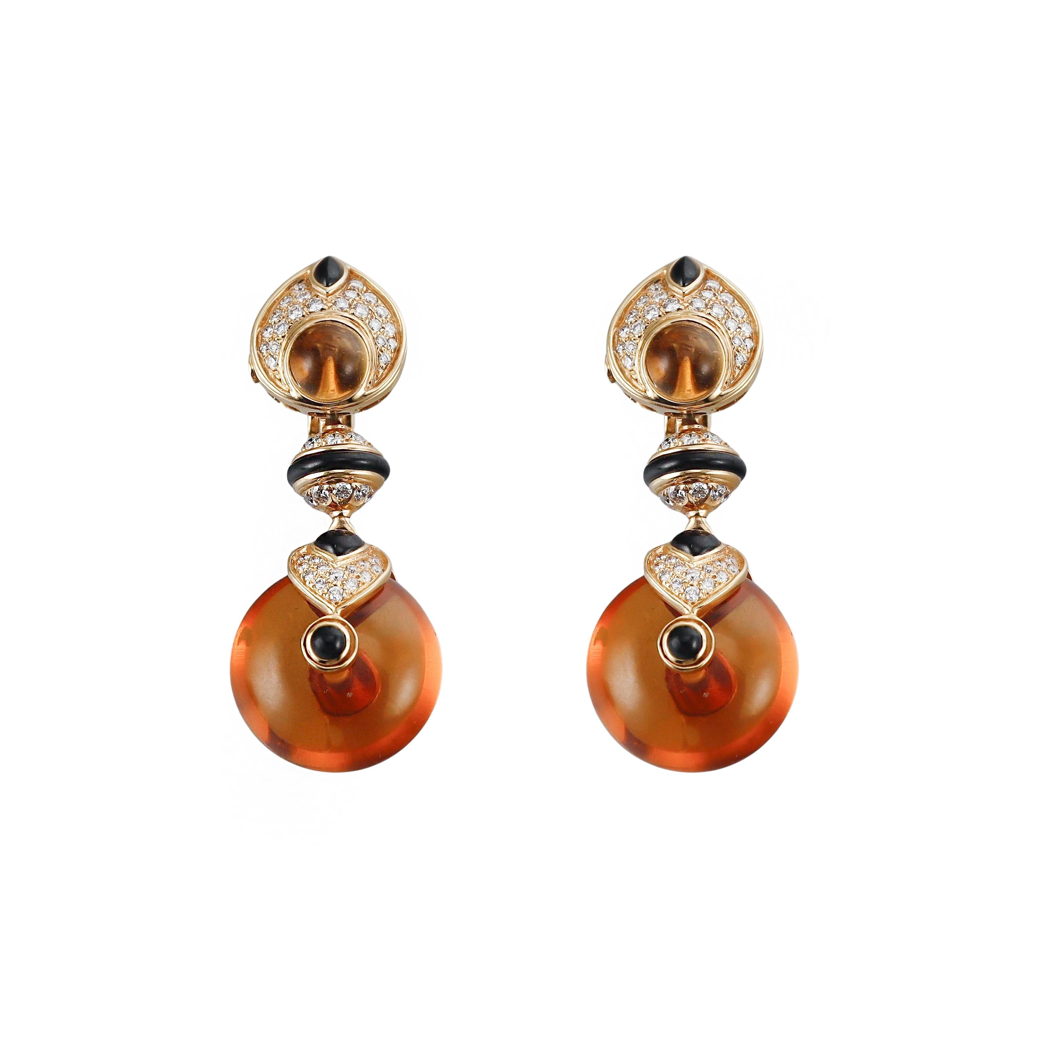 Marina B Diamond Onyx Diamond Gold Night & Day Earrings