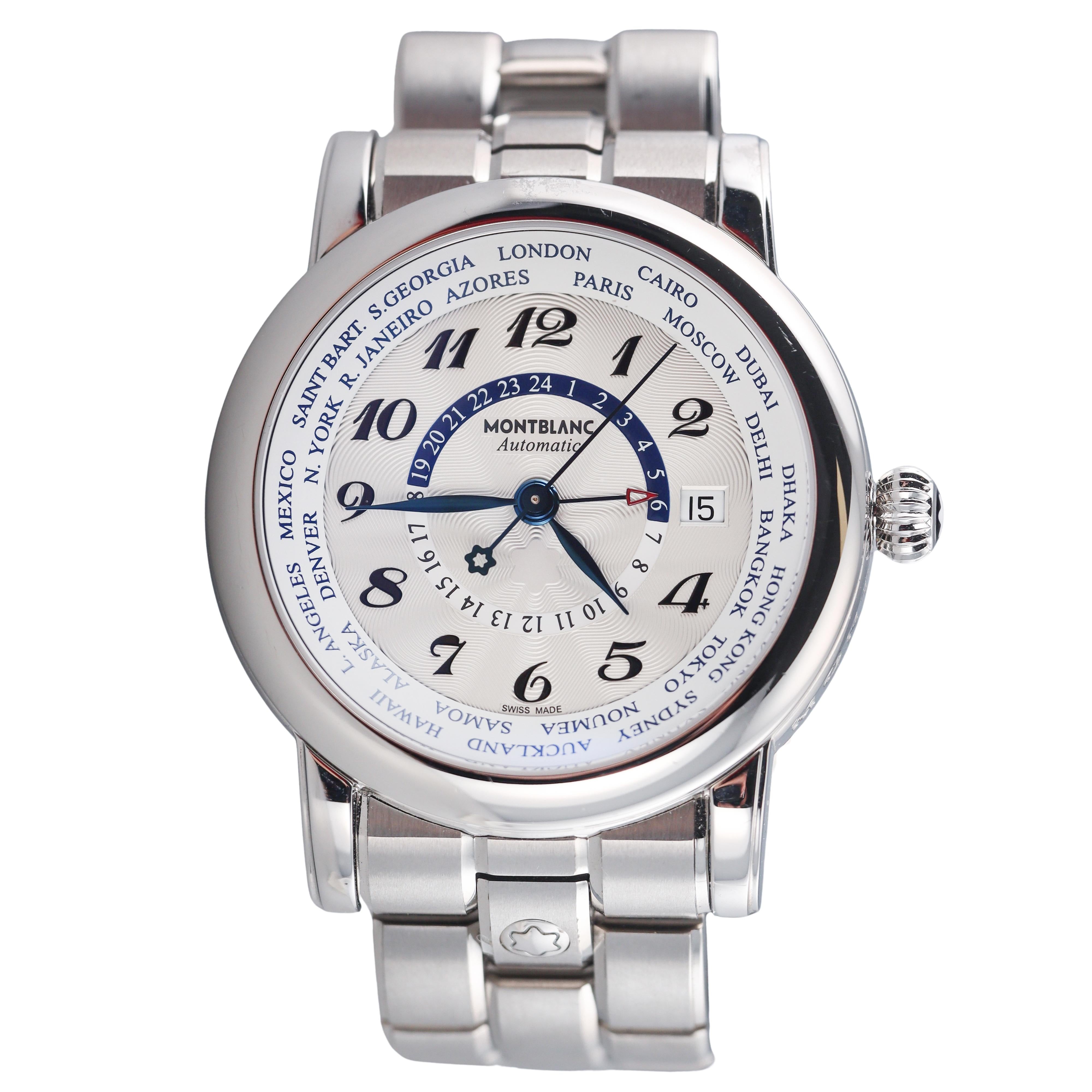 Montblanc Star World Time GMT Automatic Steel Watch 106465