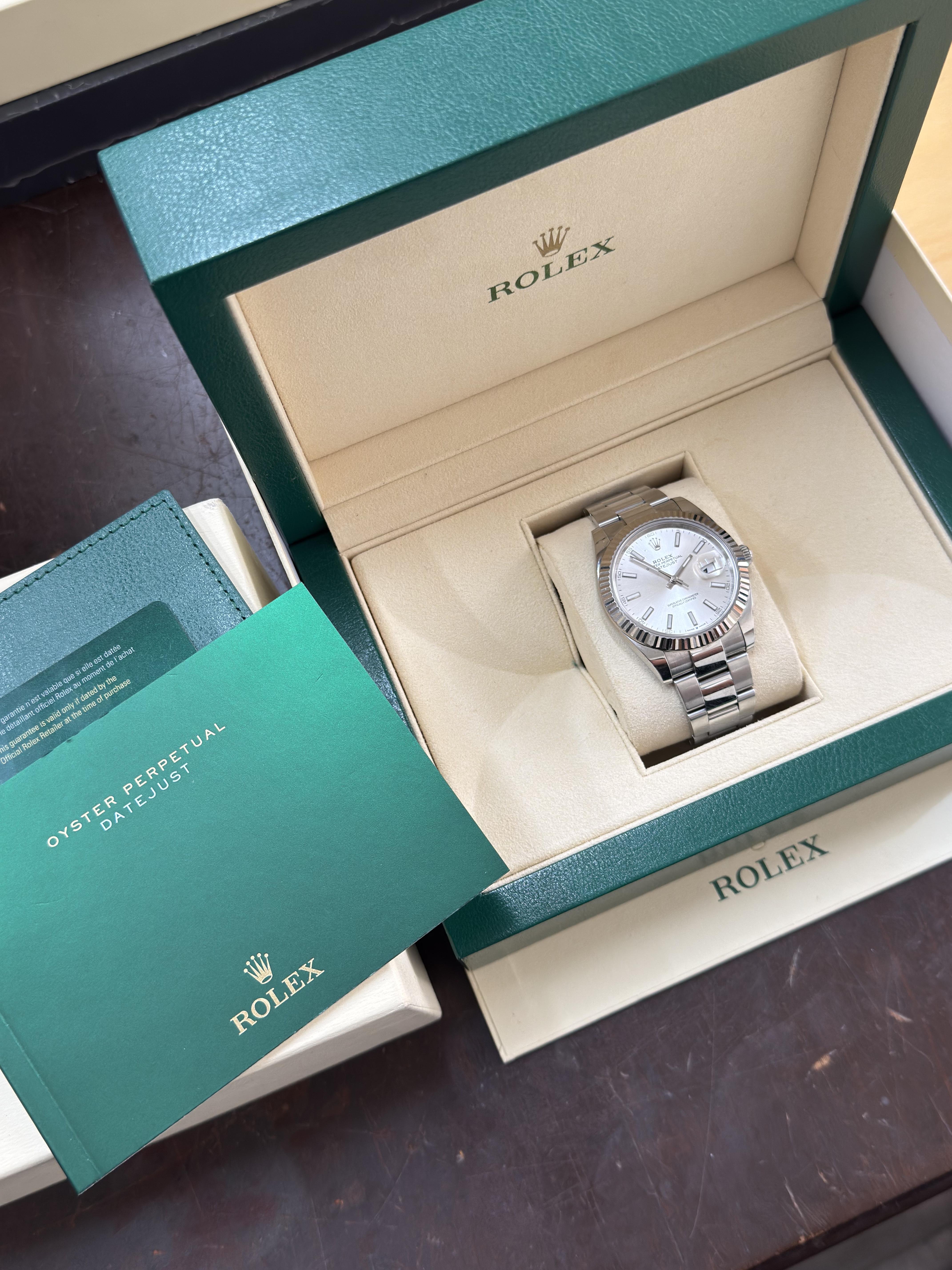 Rolex Datejust 41mm Silvered Dial Stainless Steel Watch 126334