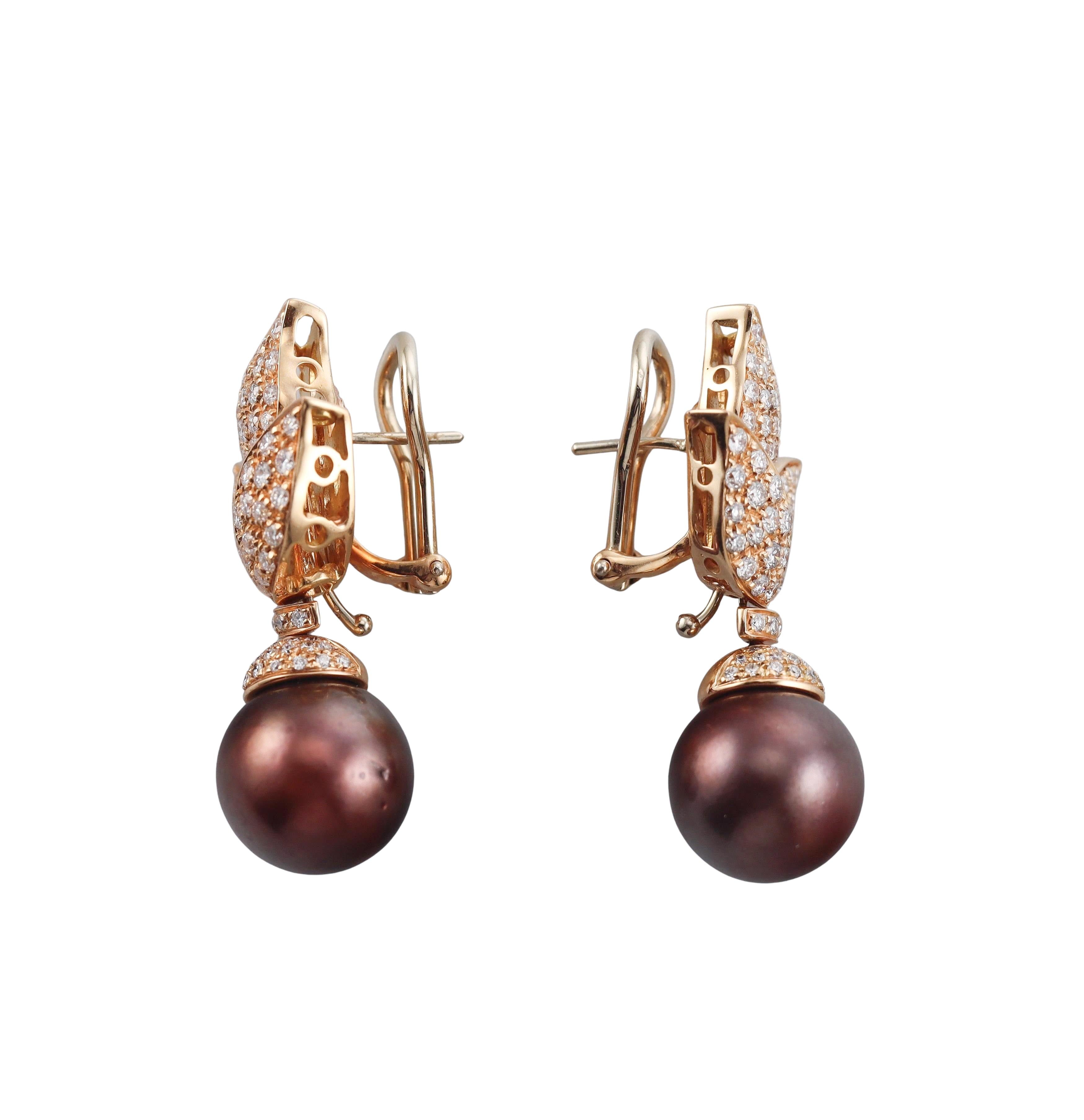 Diamond South Sea Pearl Gold Night & Day Earrings