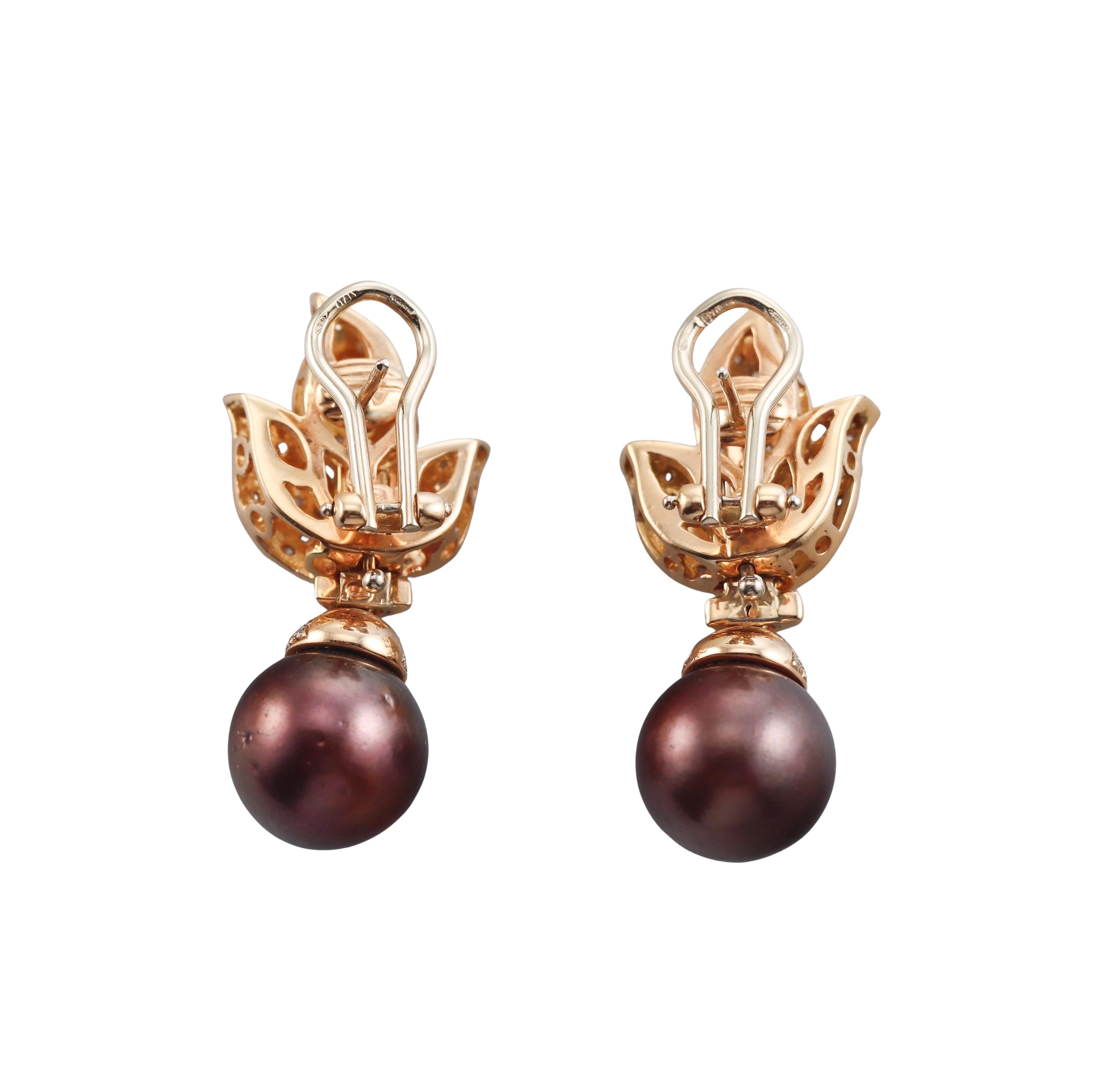 Diamond South Sea Pearl Gold Night & Day Earrings