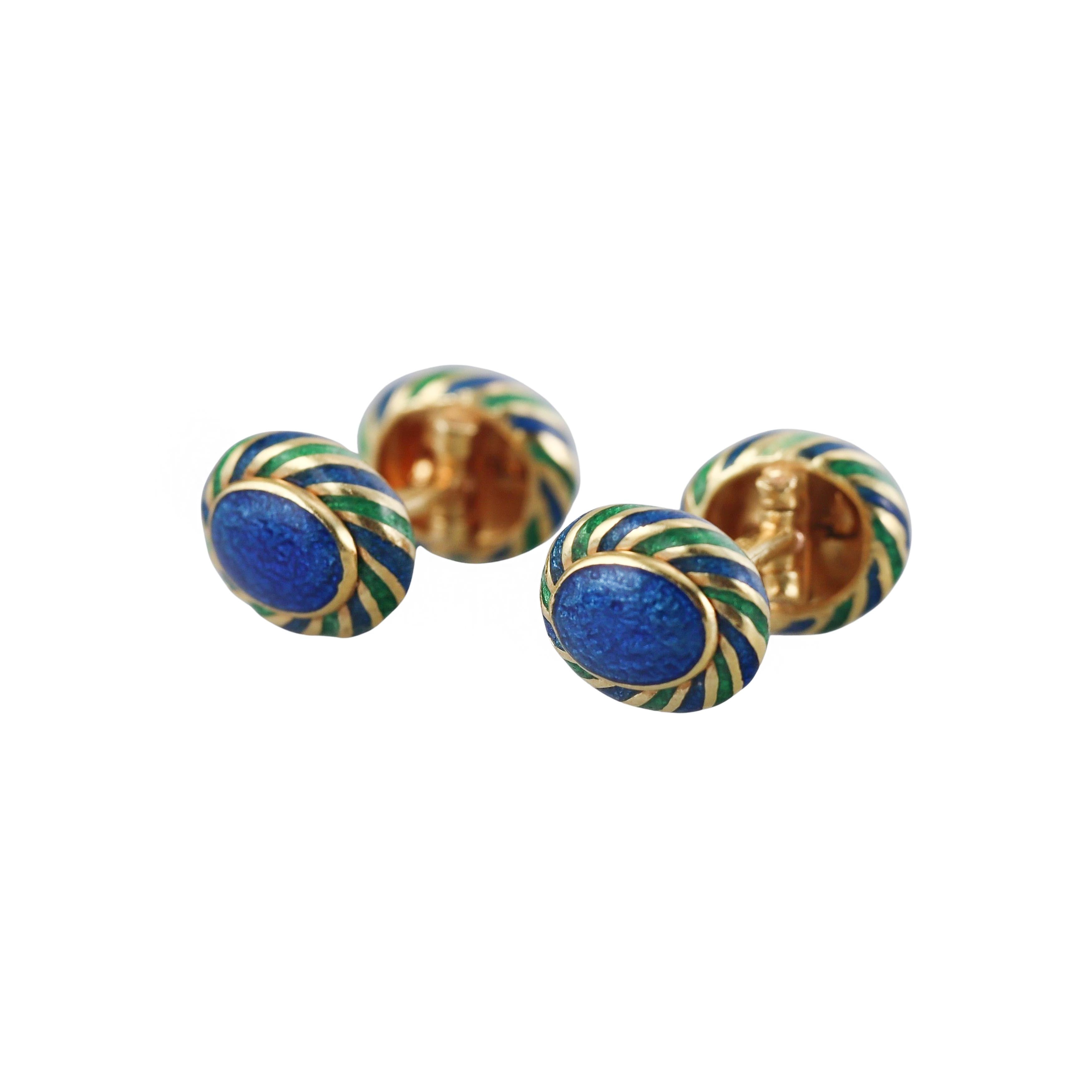 David Webb Enamel Gold Cufflinks