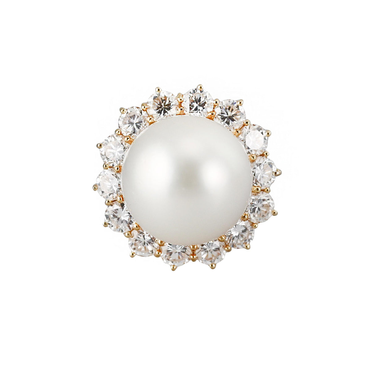 Diamond 16mm South Sea Pearl Gold Cocktail Ring