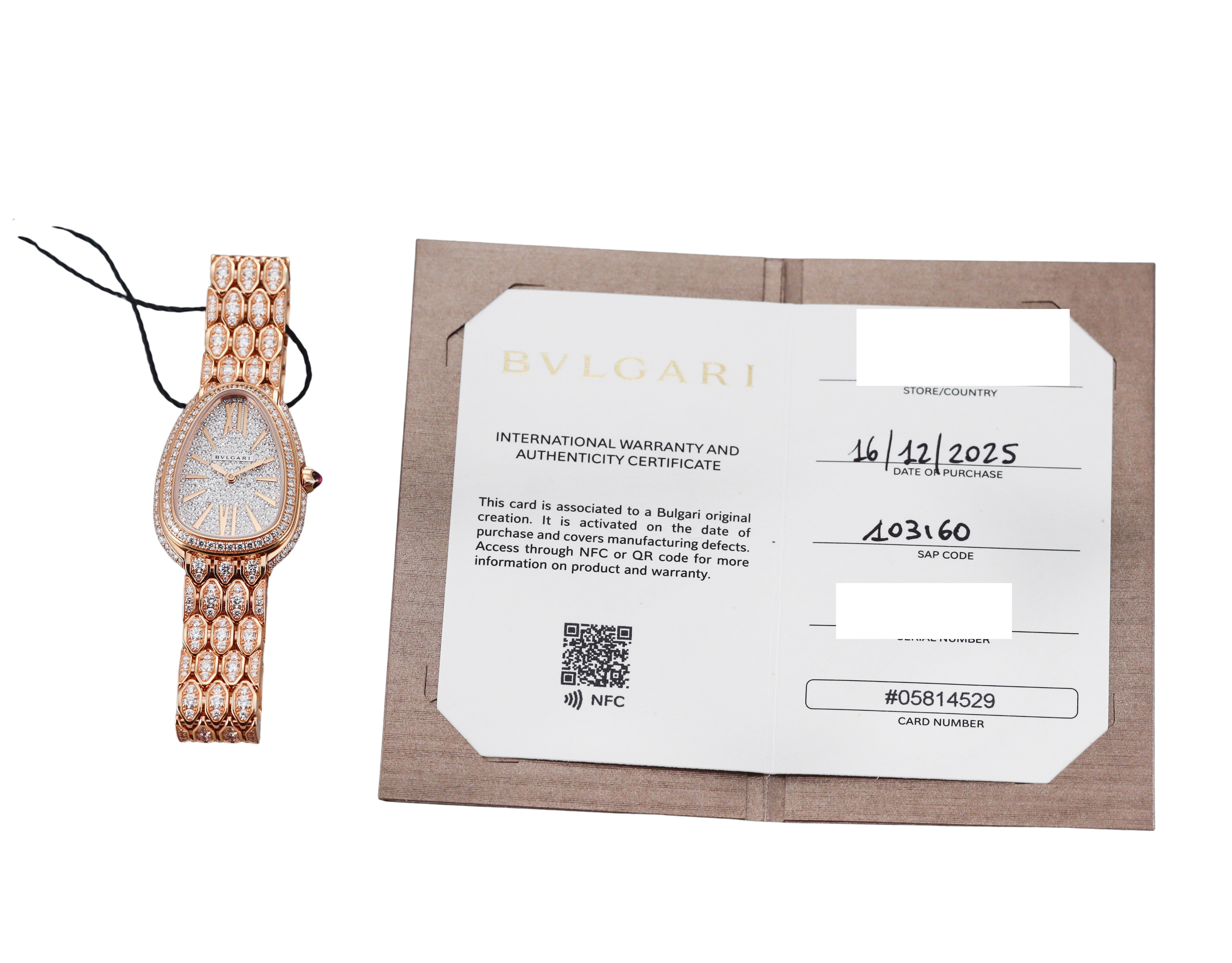 Bvlgari Serpenti Seduttori 18k Rose Gold Diamond Quartz Ladies Watch 103160