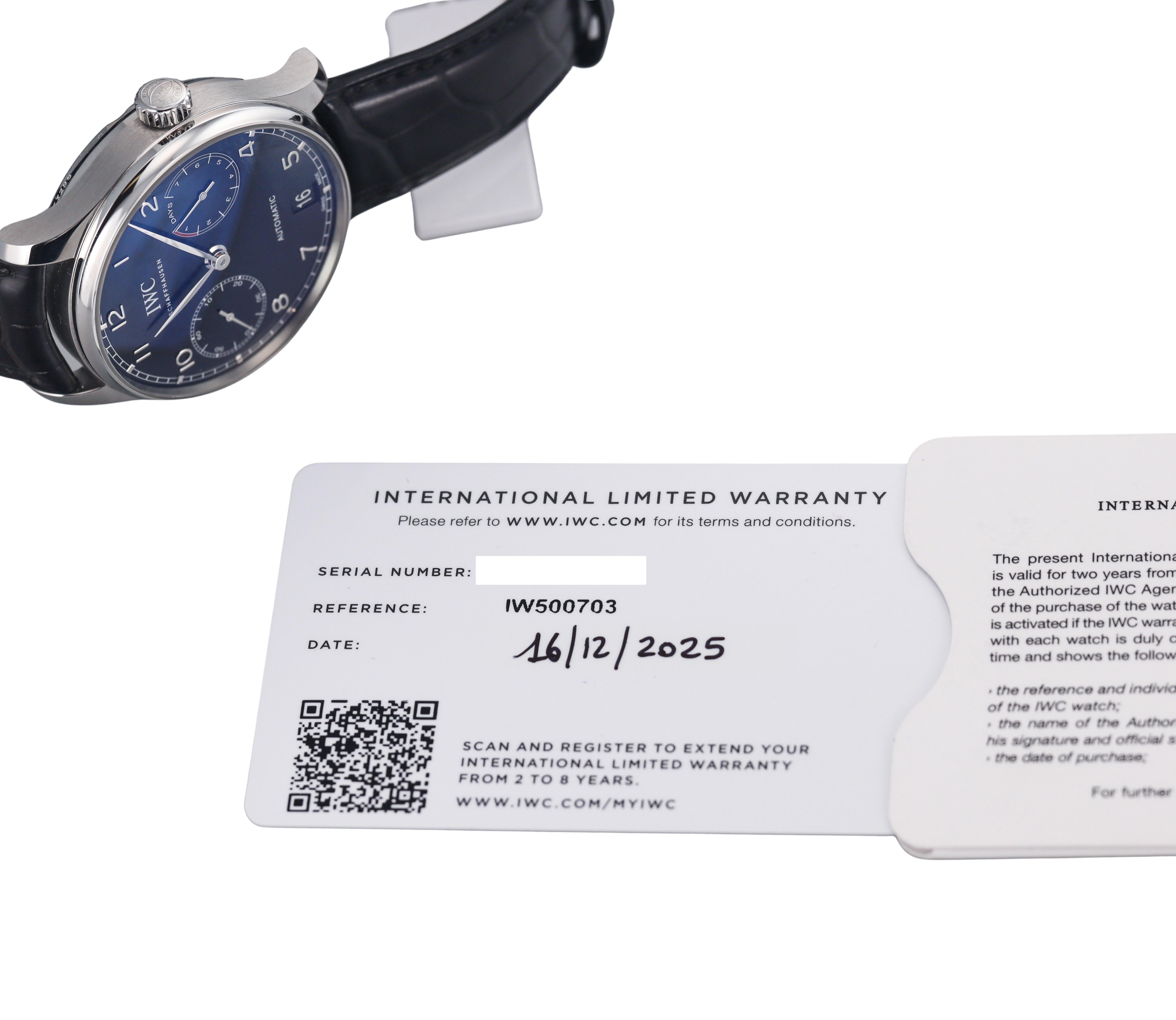 IWC Portugieser 8 Day Power Reserve Automatic Watch IW500703