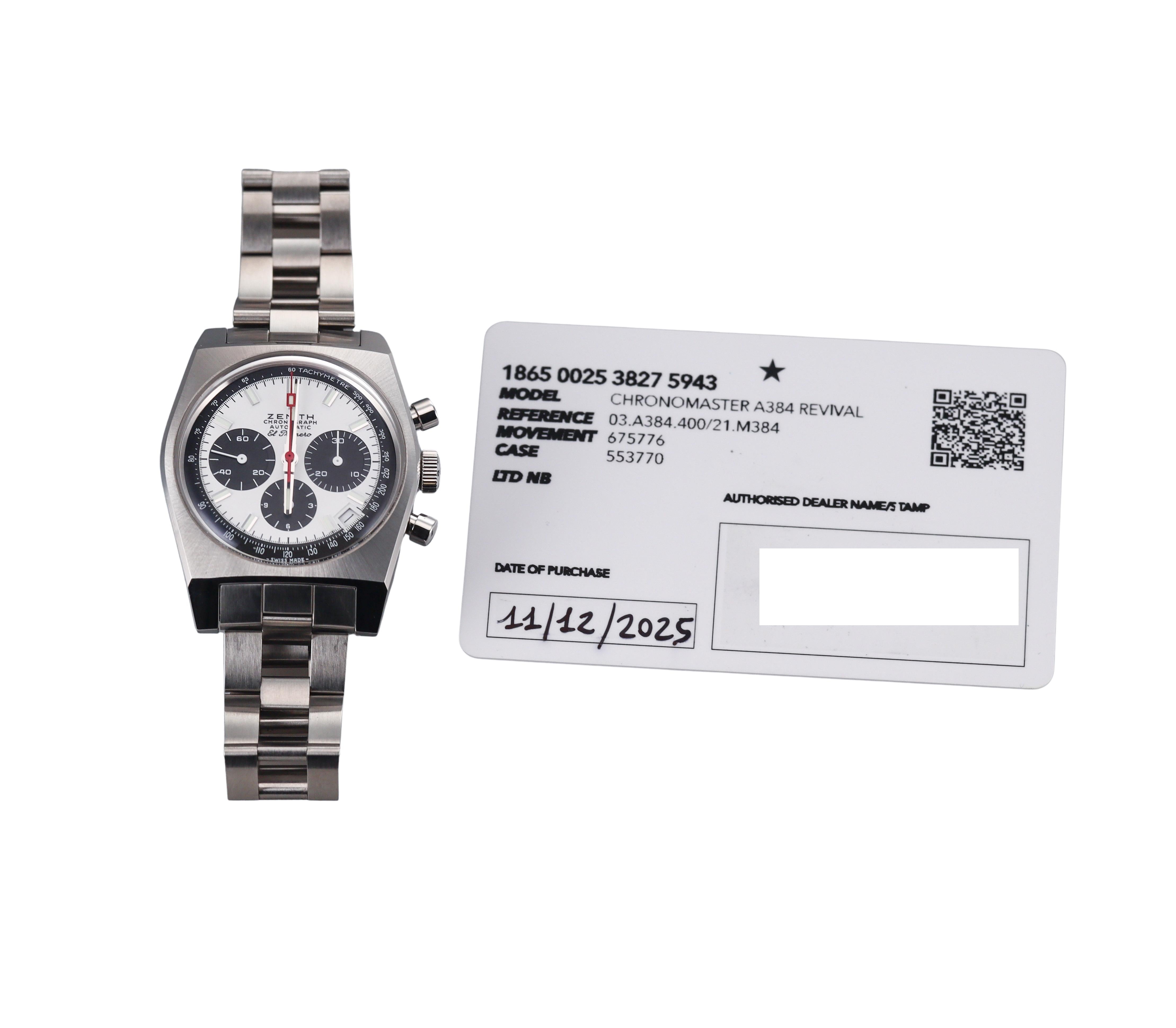 Zenith El Primero Chronomaster Revival A384 Automatic Watch 03.A384.400/21.M384