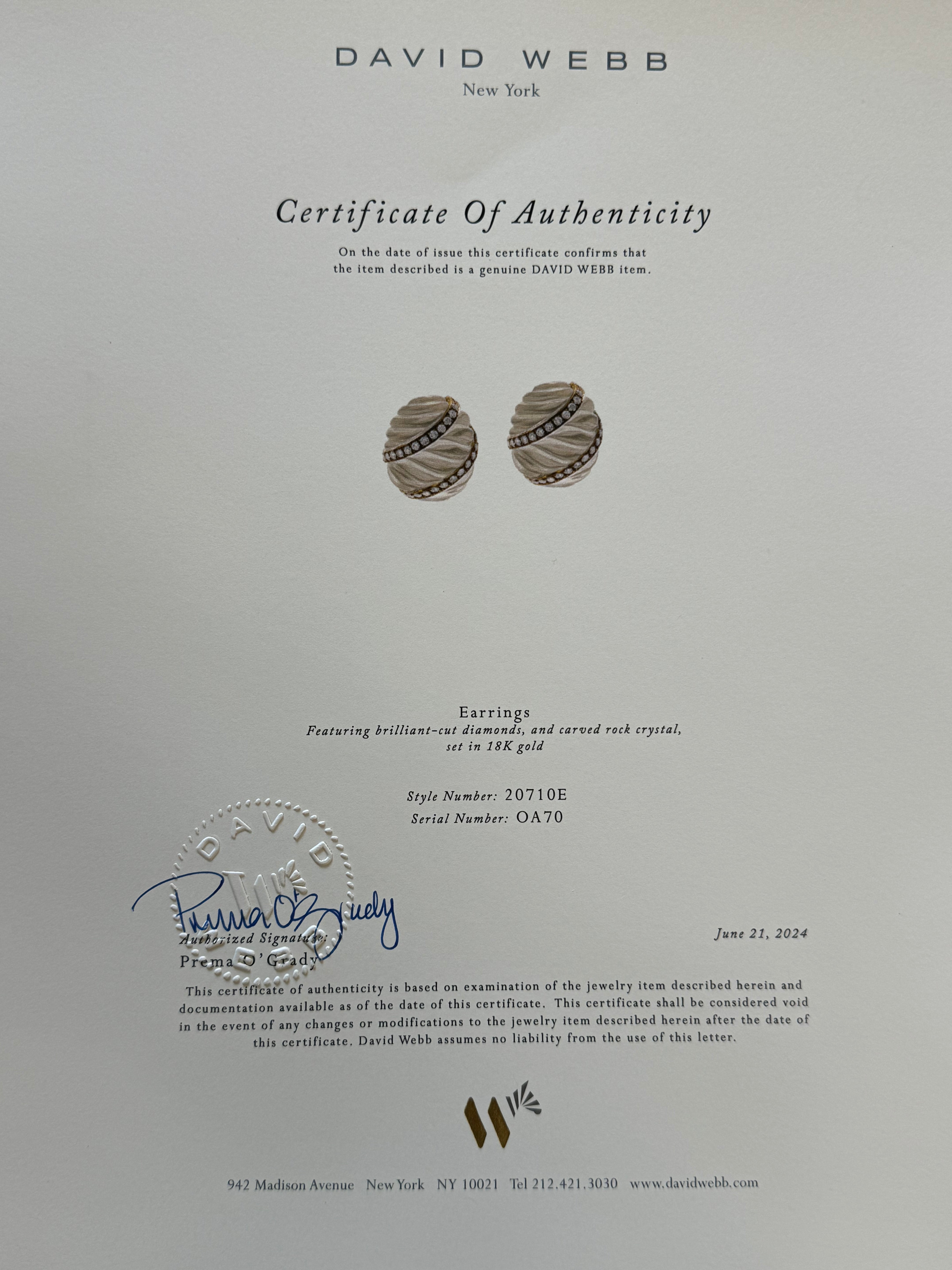 David Webb Crystal Diamond Gold Platinum Earrings