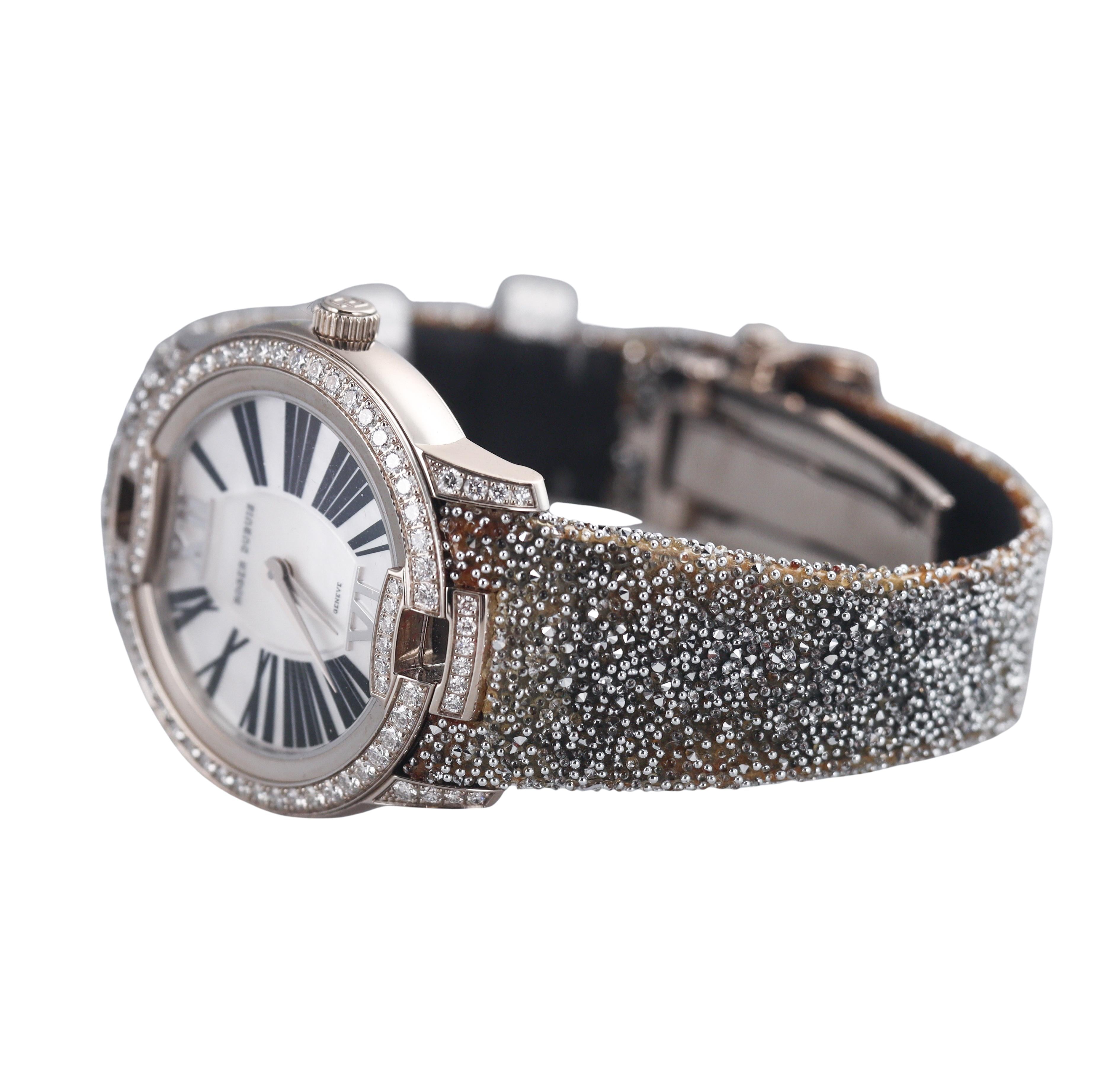 Roger Dubuis Velvet Gold Diamond Crystal Leather Strap Watch DBVE0079