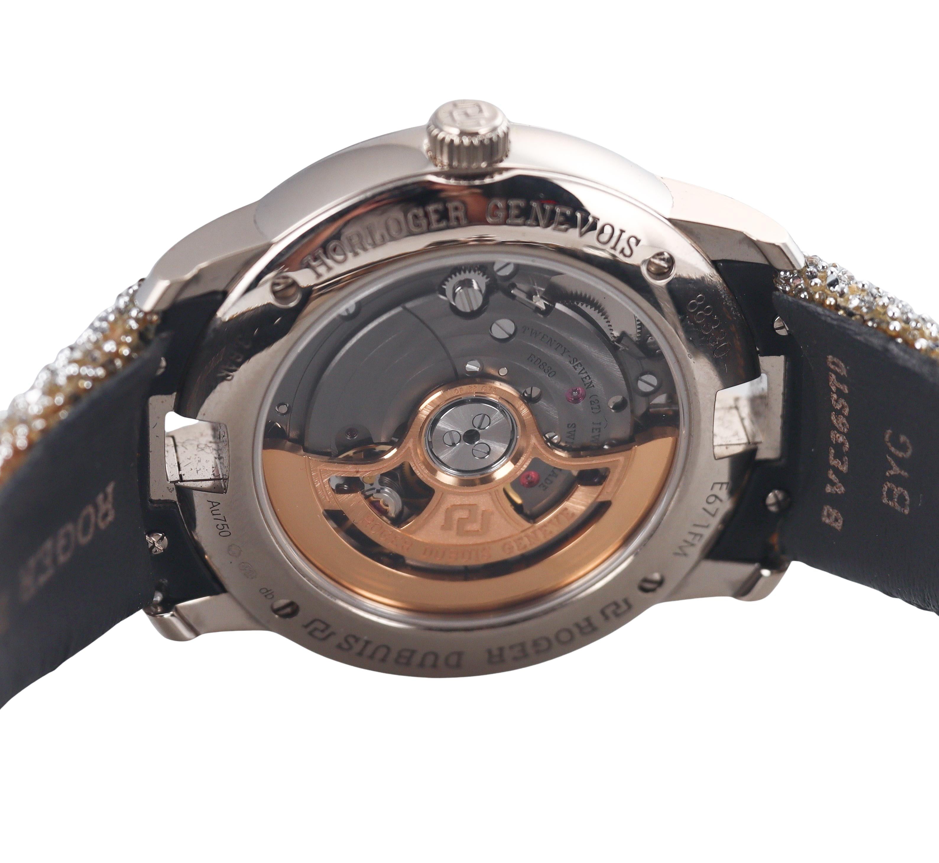 Roger Dubuis Velvet Gold Diamond Crystal Leather Strap Watch DBVE0079