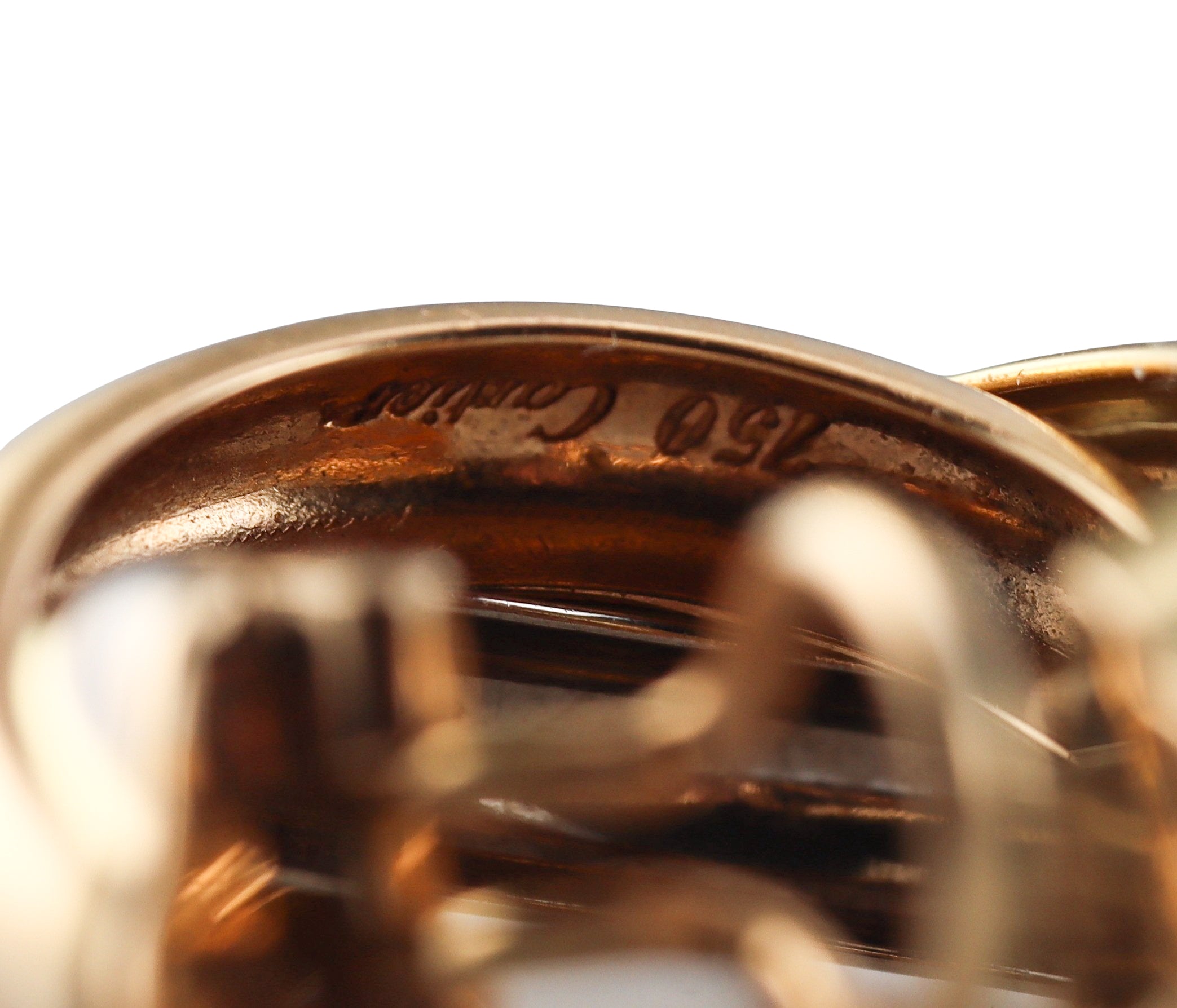 Cartier Trinity Classic Model Tri Color Gold Hoop Earrings