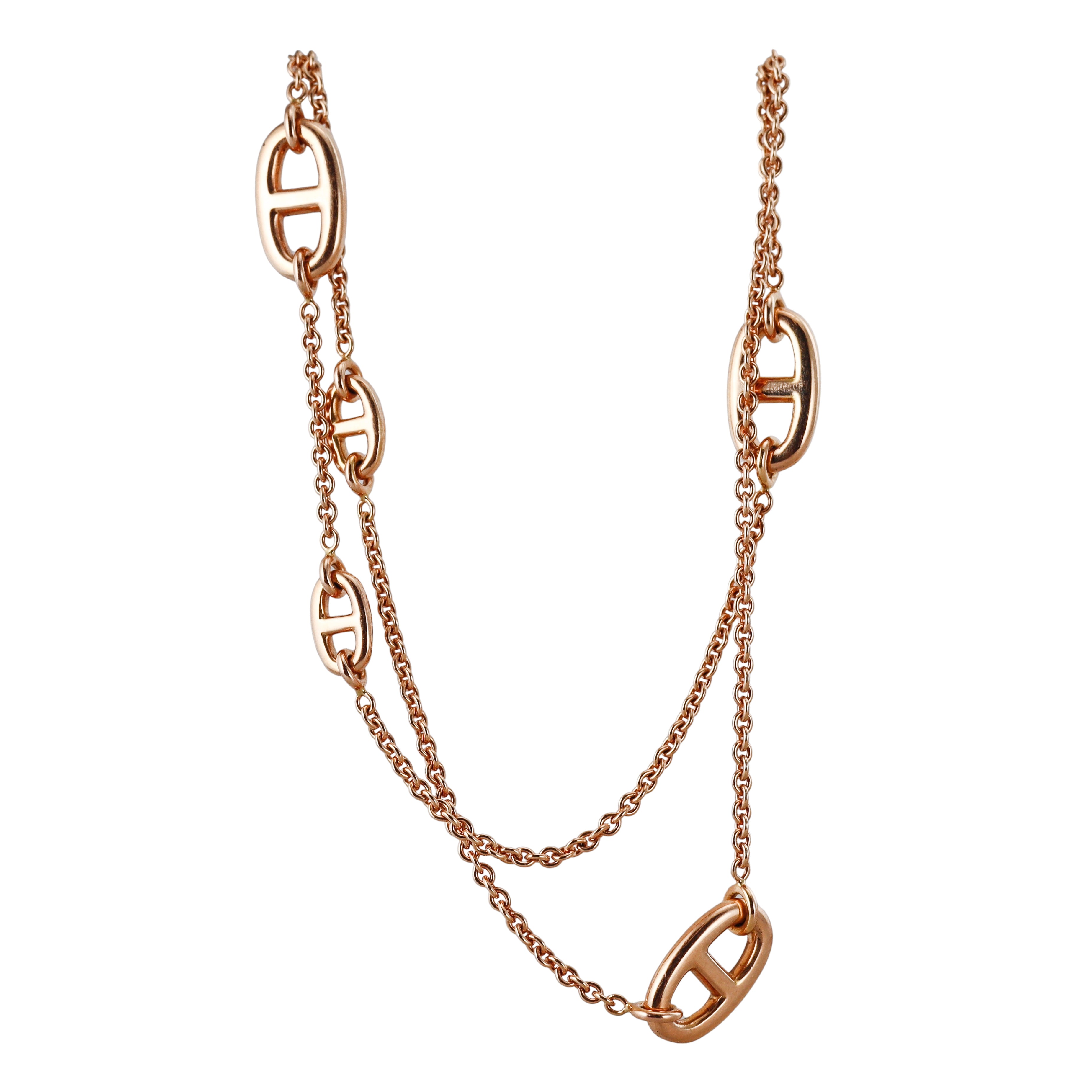 Hermes Farandole 120cm Rose Gold Long Toggle Necklace