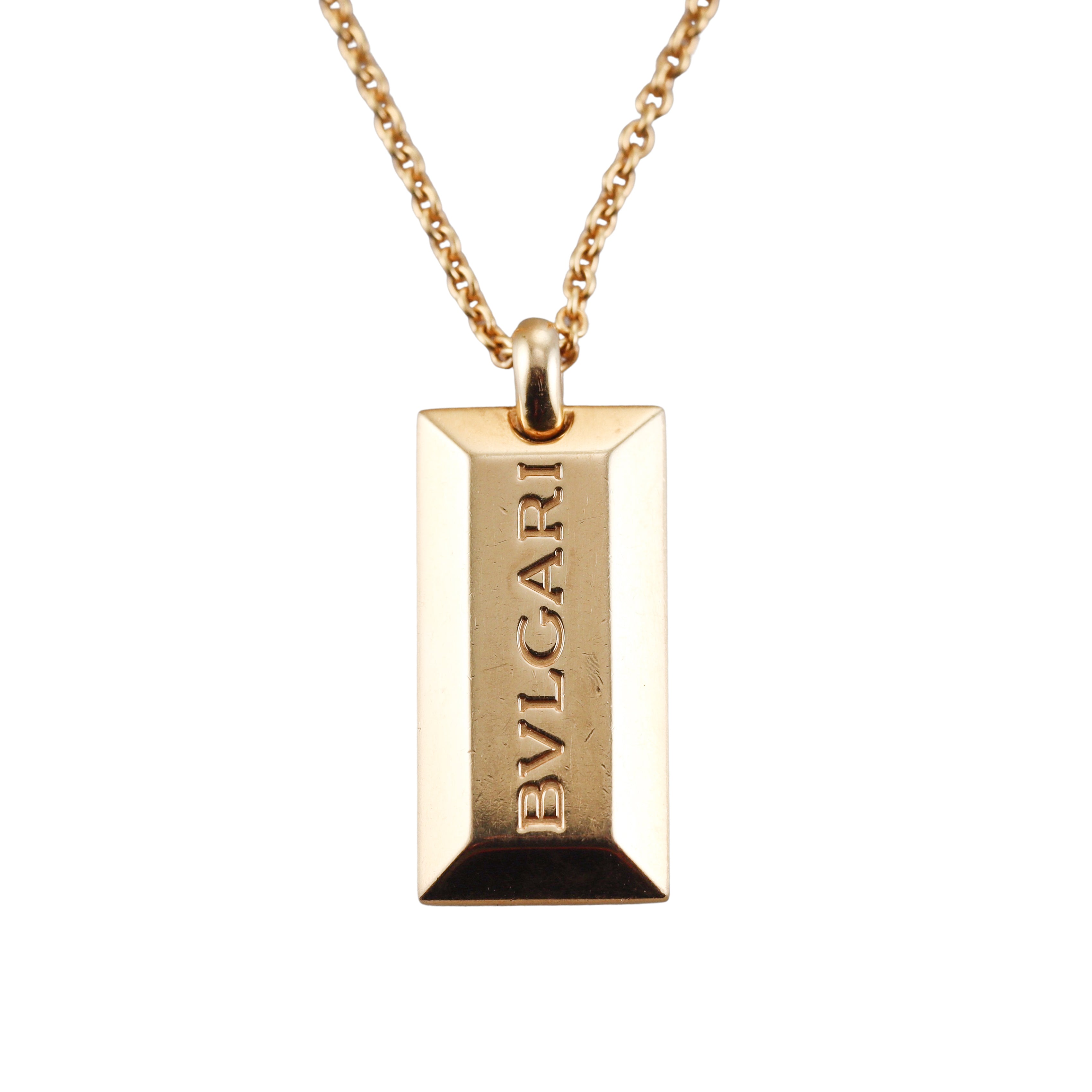 Bulgari Yellow Gold Bar Pendant Necklace