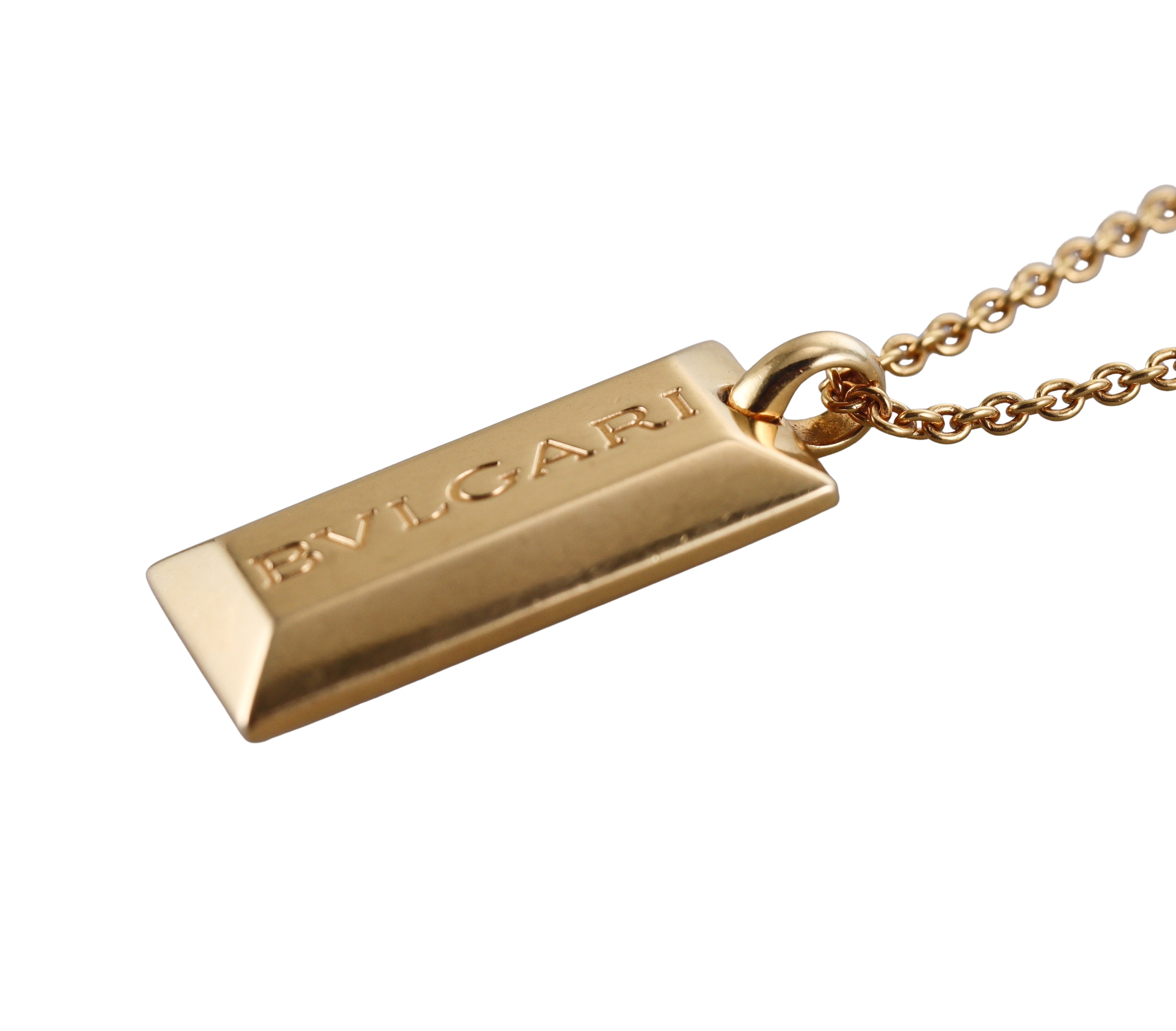 Bulgari Yellow Gold Bar Pendant Necklace
