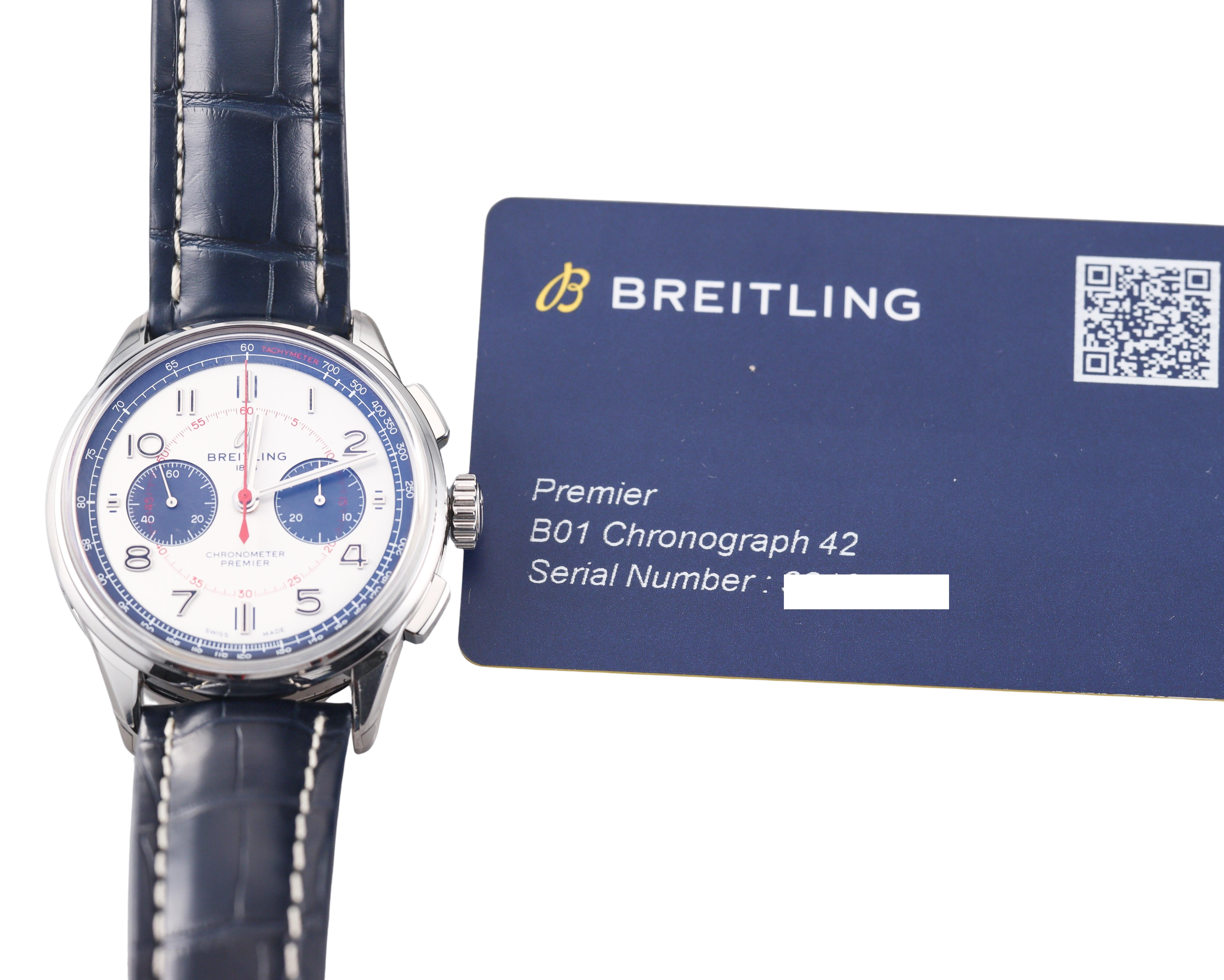 Breitling Premier B01 Chronograph 42 Bentley Mulliner Blue Watch AB0118A71G1P2
