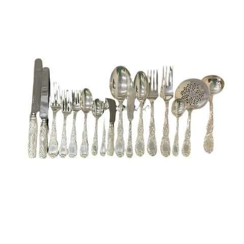 Tiffany & Co Chrysanthemum Sterling Flatware Service for 12 129pc