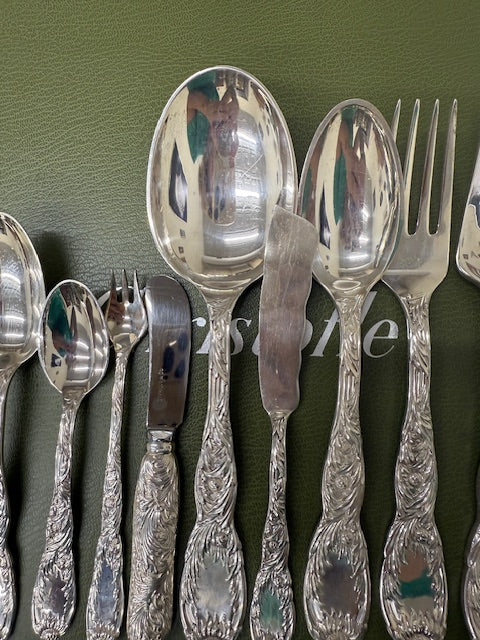 Tiffany & Co Chrysanthemum Sterling Flatware Service for 12 129pc