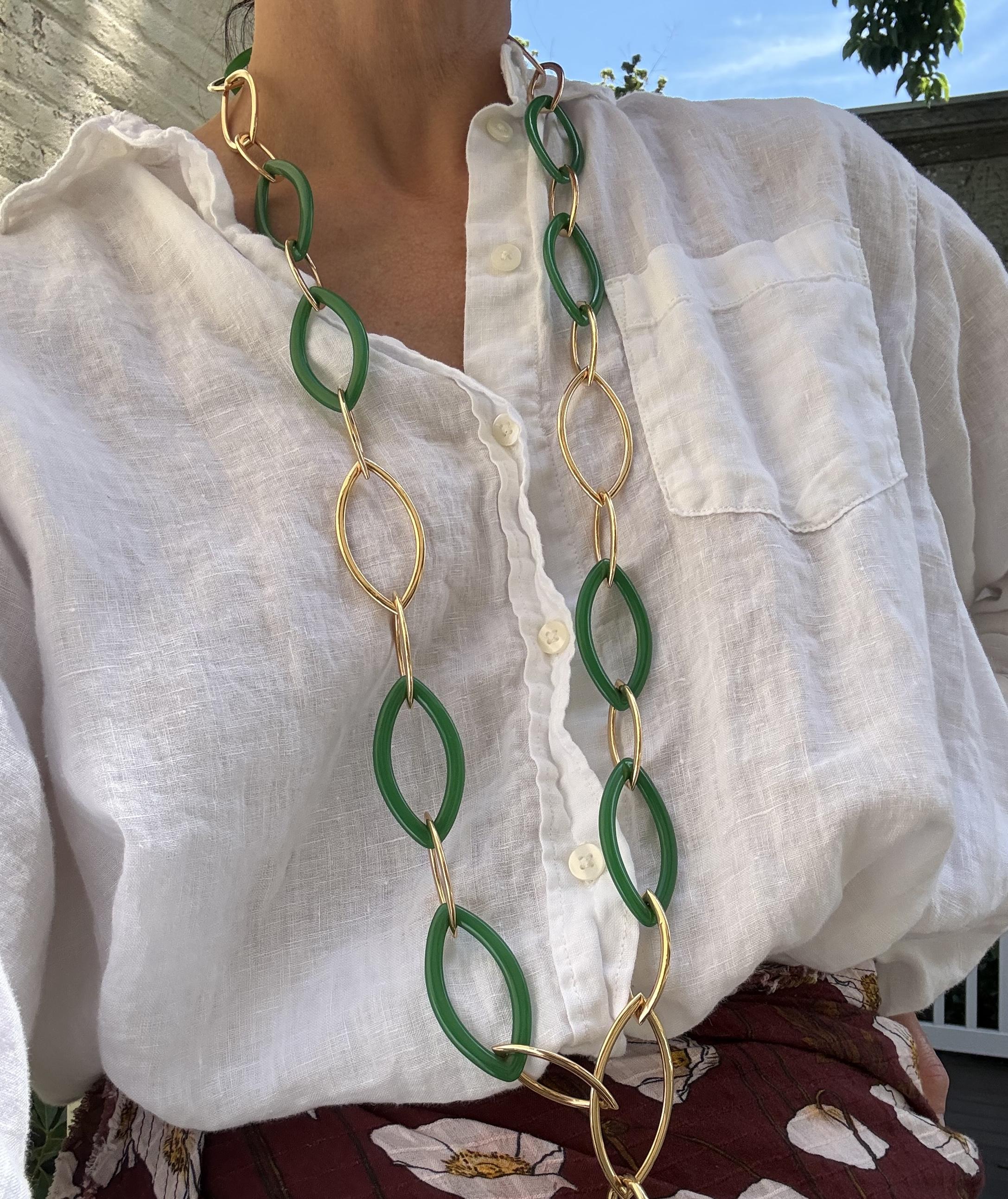 Vhernier Pop Chain Rose Gold Chrysoprase Link Necklace