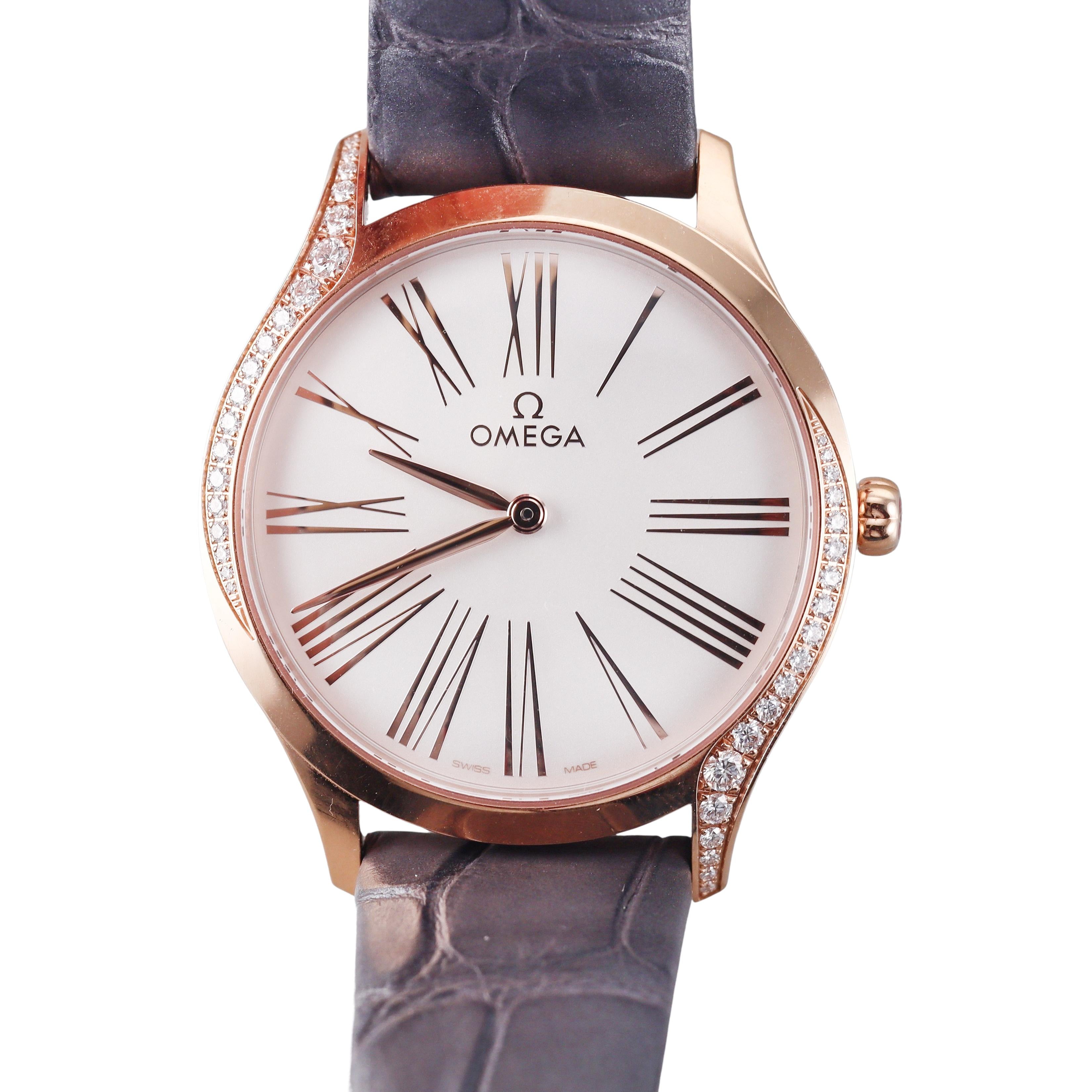 Omega De Ville Tresor Sedna Gold Diamond Ladies Watch 42858366002001